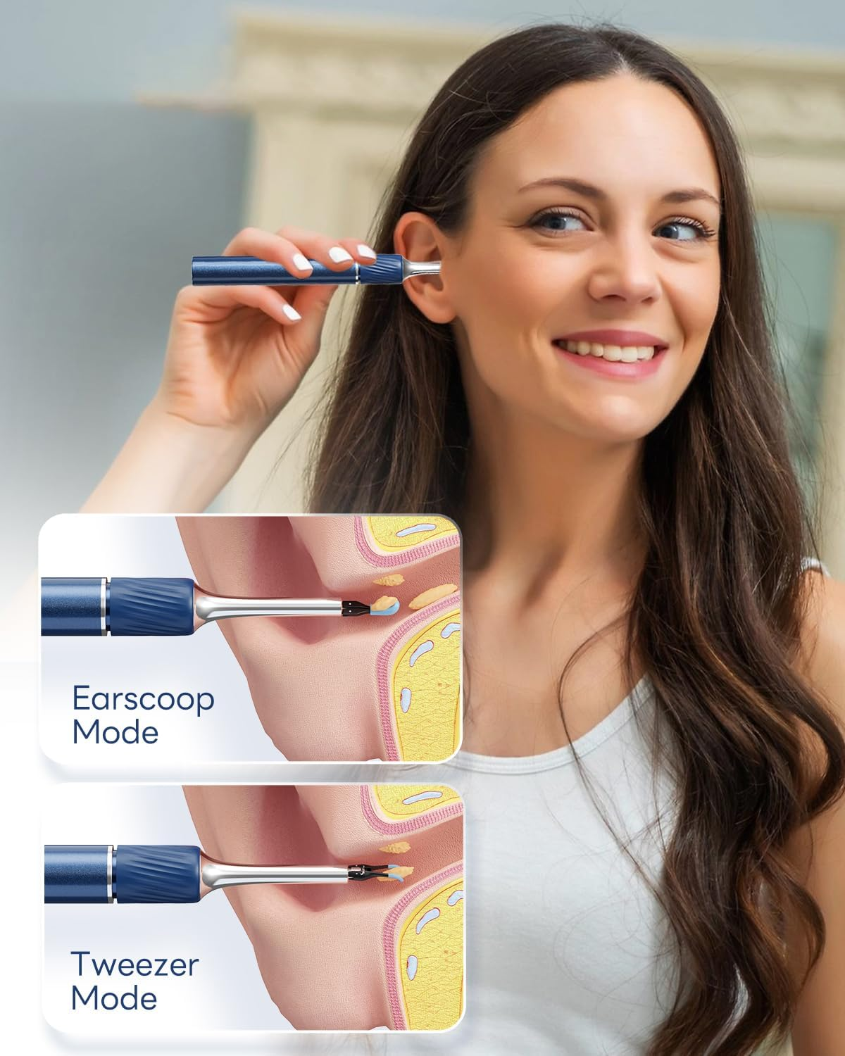 MEKK Ear Wax Removal Tool S8 with 12 MP Camera, Stainless Steel Tweezers, 8 Ear Spoons, Wireless Otoscope Ear Cleaner for Ios & Android image number 2