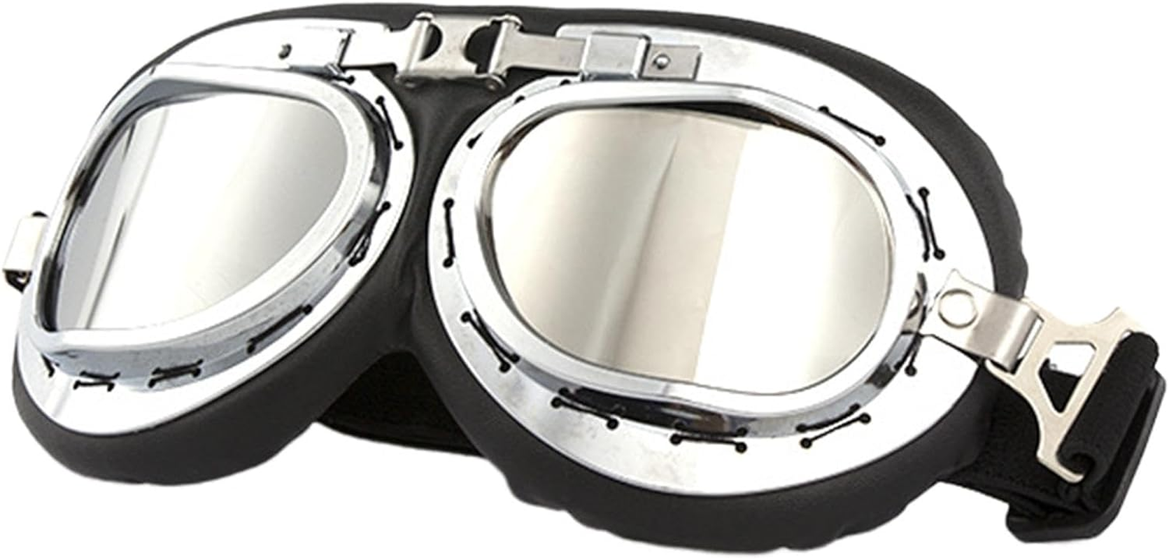 Atv Goggles, Vintage Motorcycle Riding Glasses for Pilot, Outdoor Eyewear with Adjustable Straps, Dustproof Motorcycle Goggles over Glasses for Motorcycle