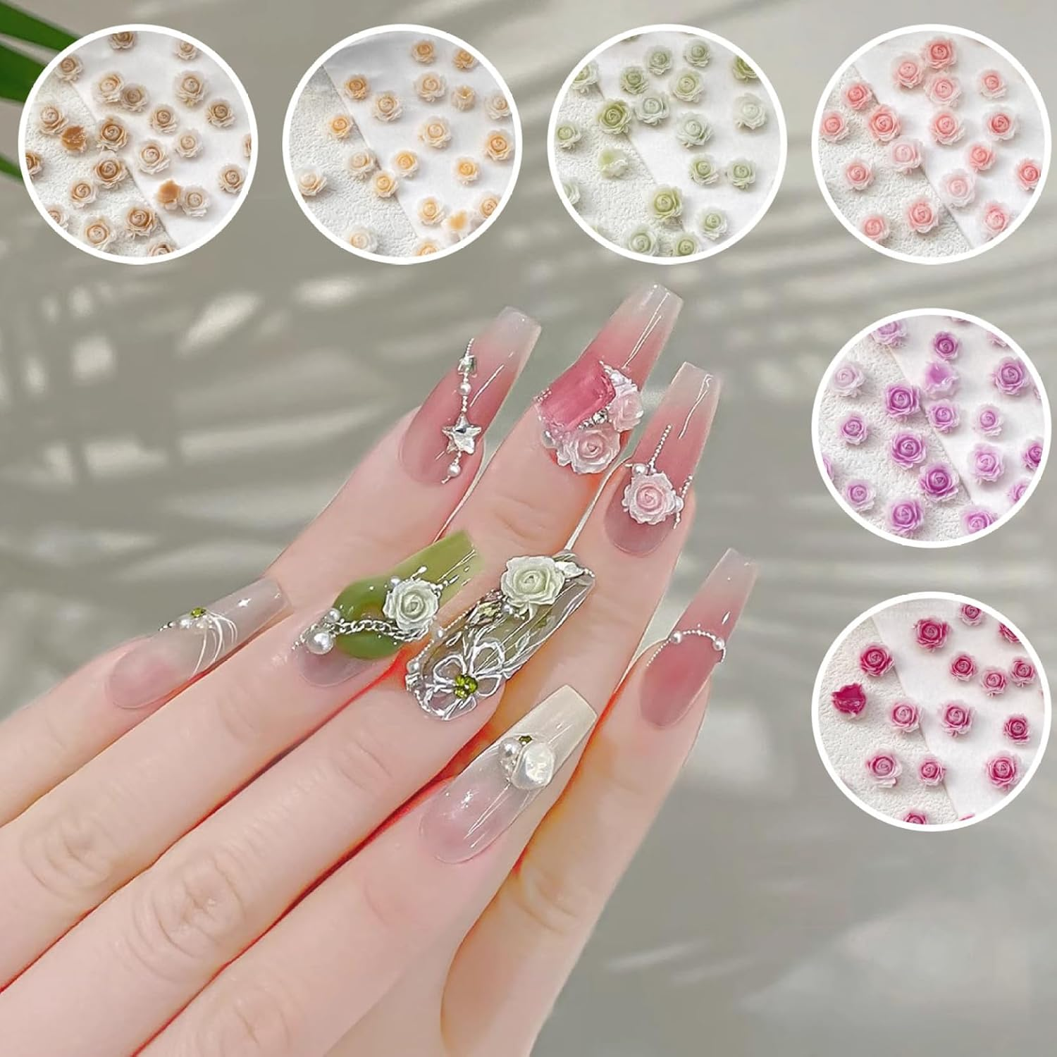 Nail Charms 100 PCS Flower Nail Charms Resin Camellia Nail Charms Mixed Colors Nail Decorations Elegant Nail Art Accessories Multifunctional Flowers for Nails Art Manicure DIY Women Girls image number 3