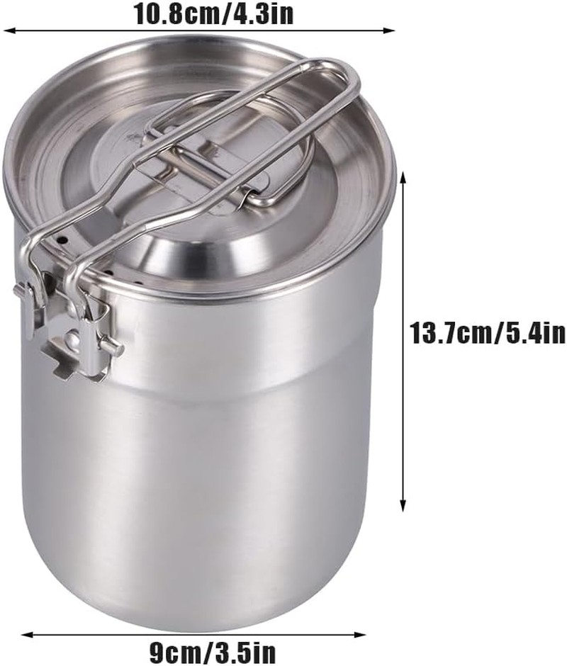 Camping Cup Pot, Foldable Locking Handle Vented Lids Outdoor Lightweigh Travelling Cook Pots 1L Stainless Steel Water Mug for Hiking Backpacking Picnic Open Fire Cooking image number 4