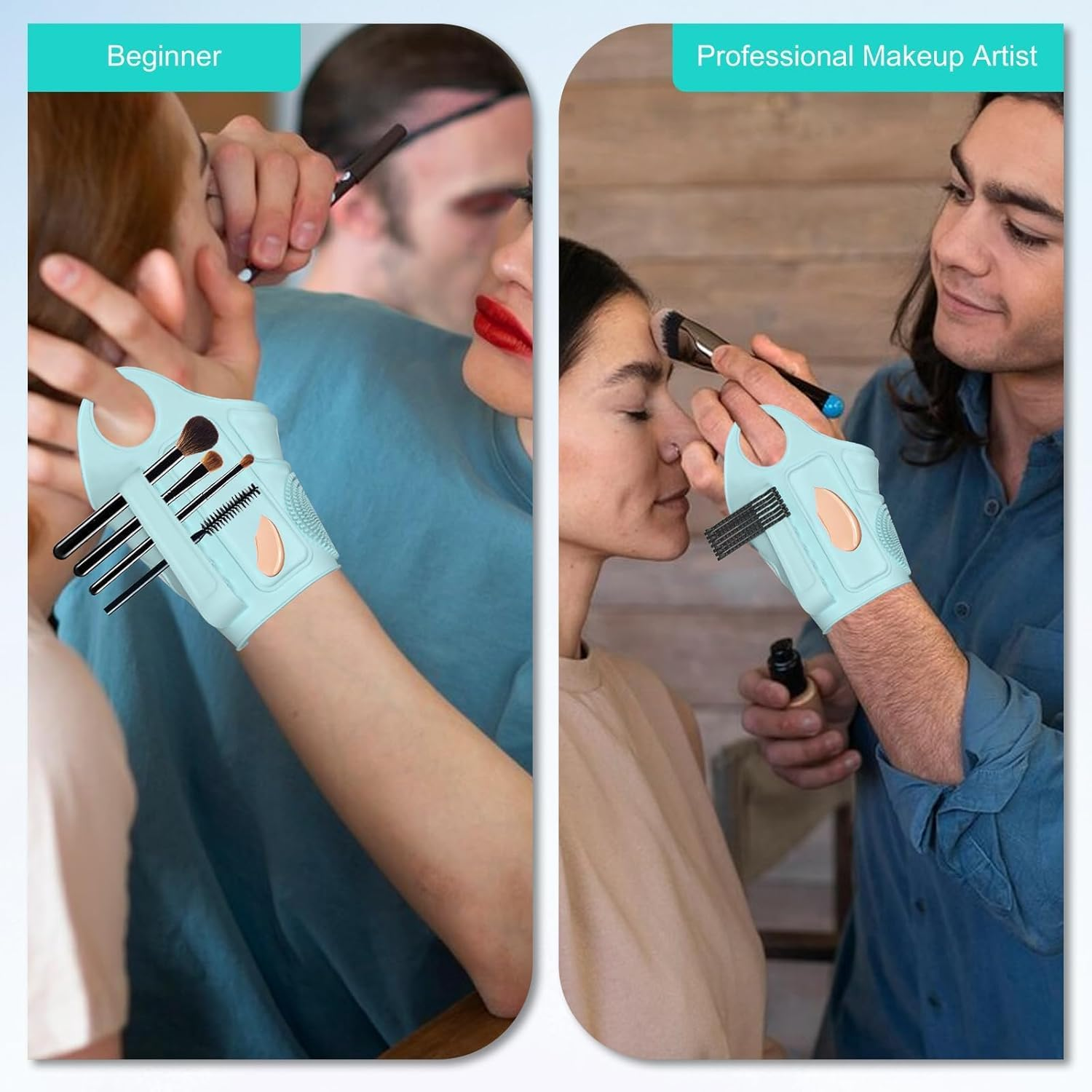 Dannisly Makeup Mixing Palette Wrist Strap,Foldable Makeup Brush Storage Palette,Silicone Hand Wrist Makeup Mixing Tray Draw Assistance Tool for Small to Medium Brush image number 5