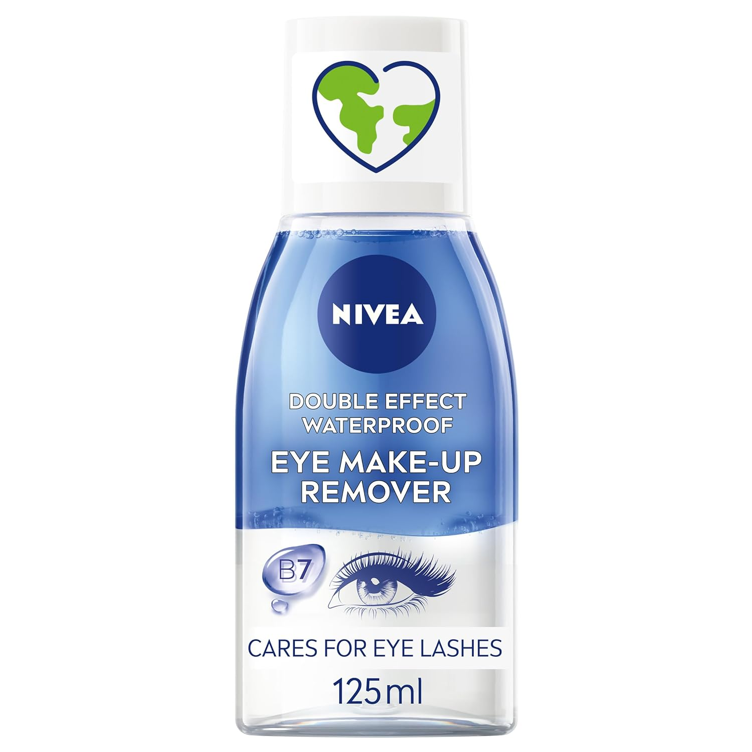 NIVEA Double Effect Waterproof Eye Make-Up Remover (125Ml), Daily Use Face Cleanser for Make-Up and Mascara with Cornflower Extract and Biotin image number 2