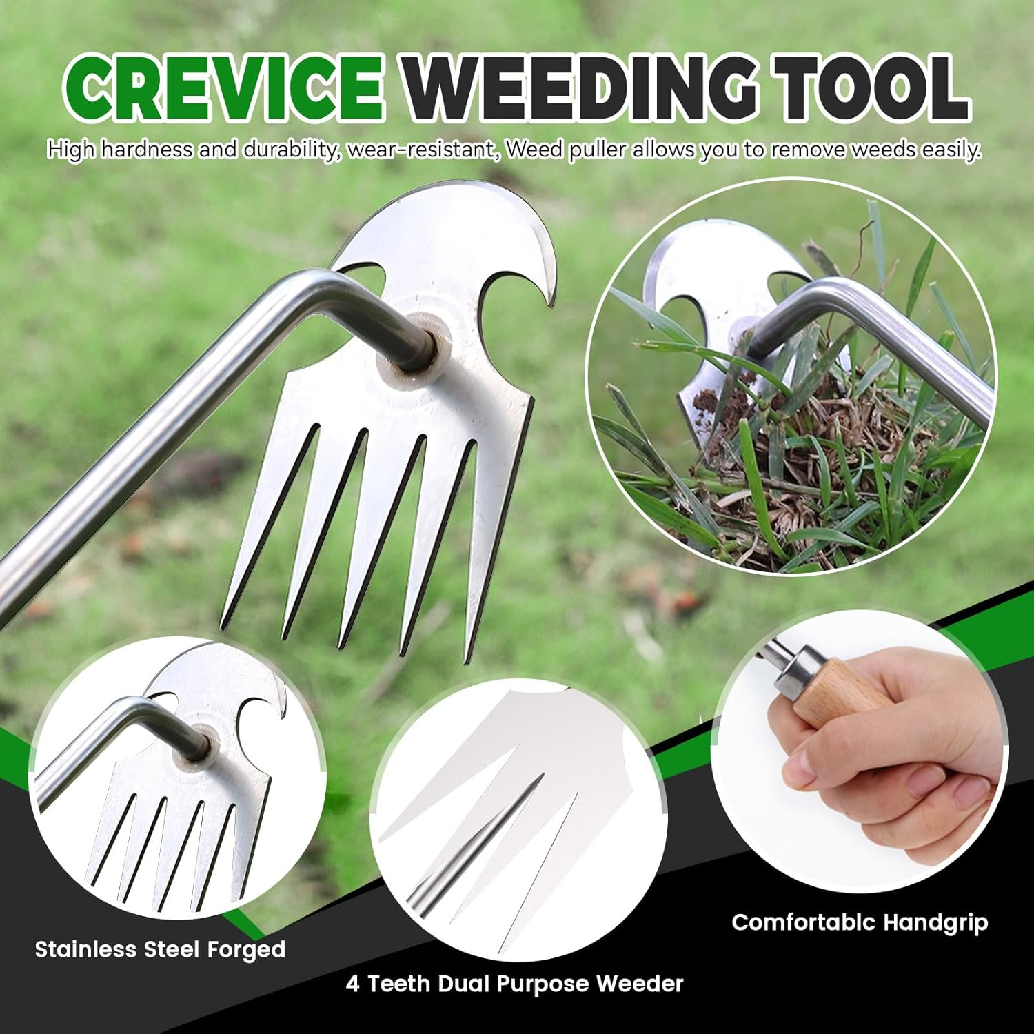 Thickened Stainless Steel Weed Remover Tool, Gardening Hand Tools, Gardening Tools for Men, Garden Tools Set, Weed Accessories image number 3