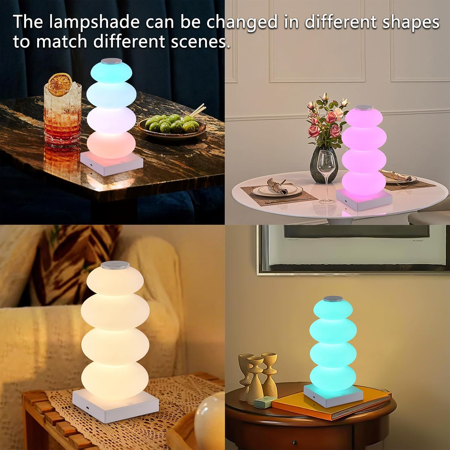 JIGNAY Gourd-Shaped Ambiance Table Lamp, RGB Dream Color Bedside Lamp, 2000Mah Touch Control Lamp with 6 Lighting Modes, Ambiance Light for Living Rooms, Bedrooms, Playrooms and Children'S Rooms. image number 6