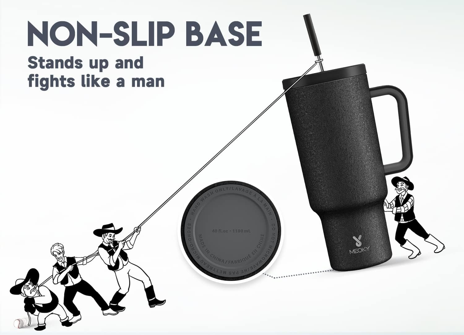 Meoky 1.18L Insulated Tumbler for Men: 40Oz Tumbler with Handle - 100% Leakproof Stainless Steel Tumbler with Straw for Car Road Trips - Commuters Workers, Night image number 1