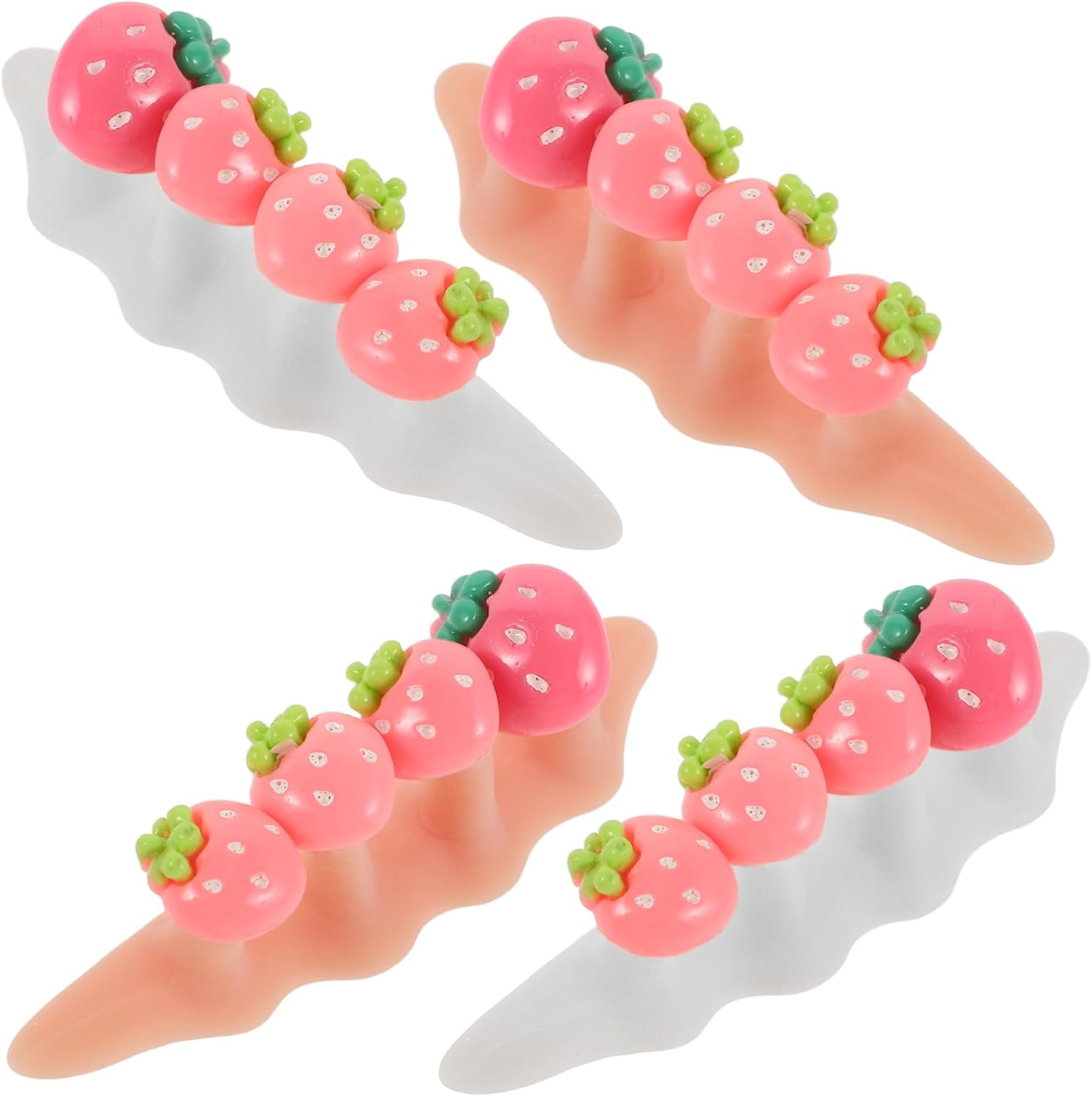 2Sets Toe Separators Silicone Spreaders for Pedicure Nail Tools Strawberry Beads Decor for Salon Home Use image number 5