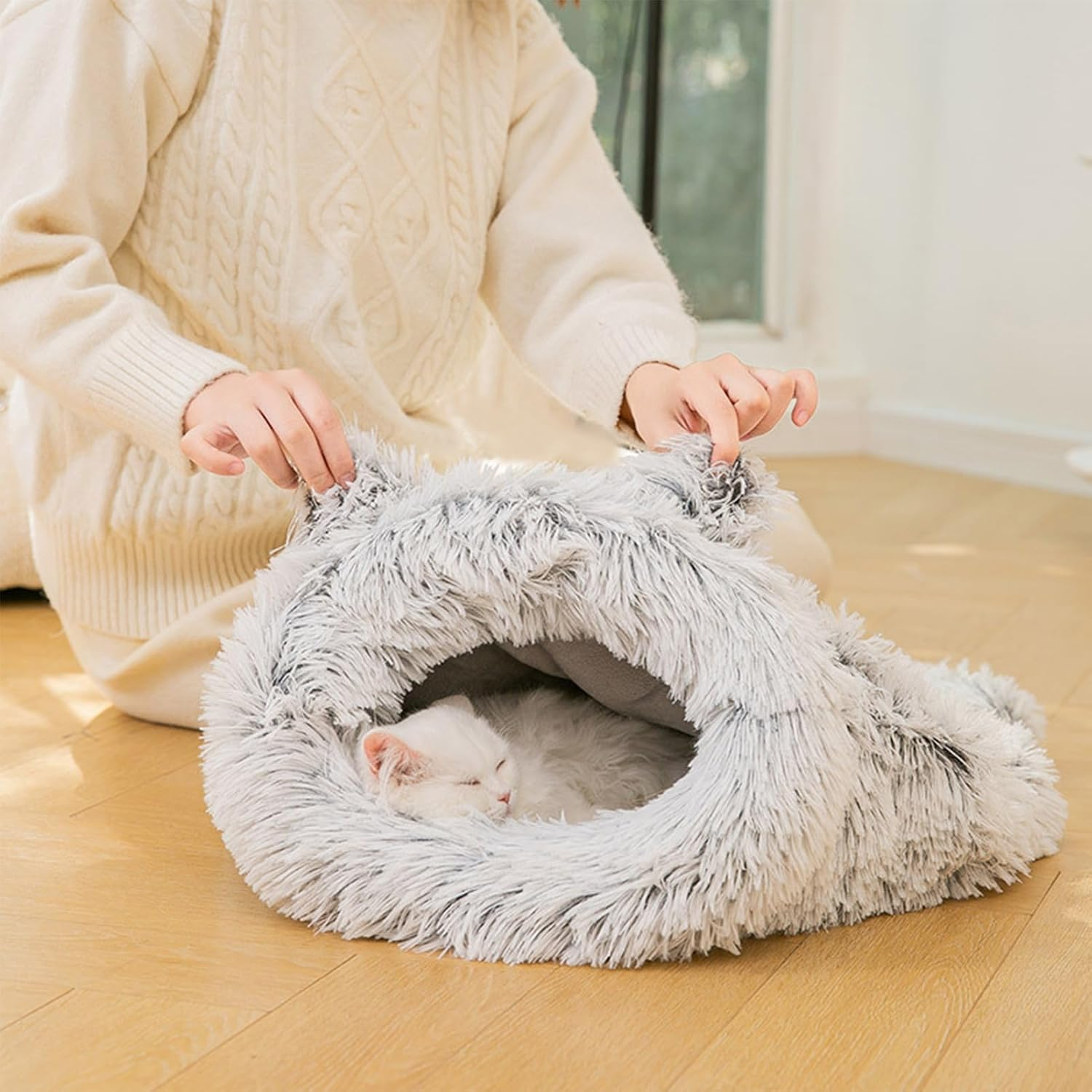 Cat Sleeping Bag | Removable Kitten Sack - Removable Washable Plush Lining Cat Sleeping Bed,For Small Puppy Kitten Bunny Outdoor Home Comfort Support