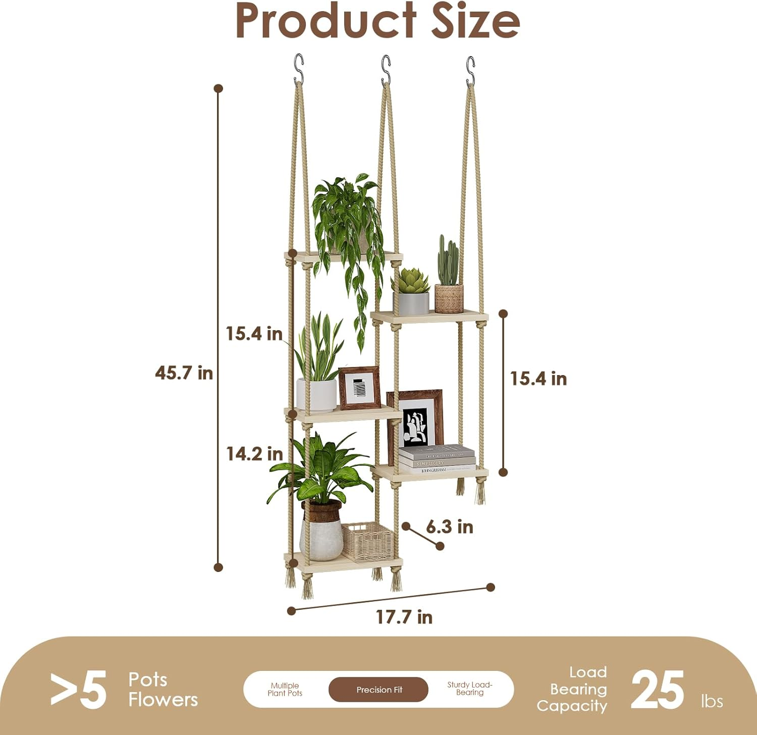 Bamworld Window Plant Shelves Wall Plant Holder Plant Wall Shelf Wood Window Sill Plant Shelf Indoor Hanging Plant Stand Living Room Decor Garden Boho Decor image number 3