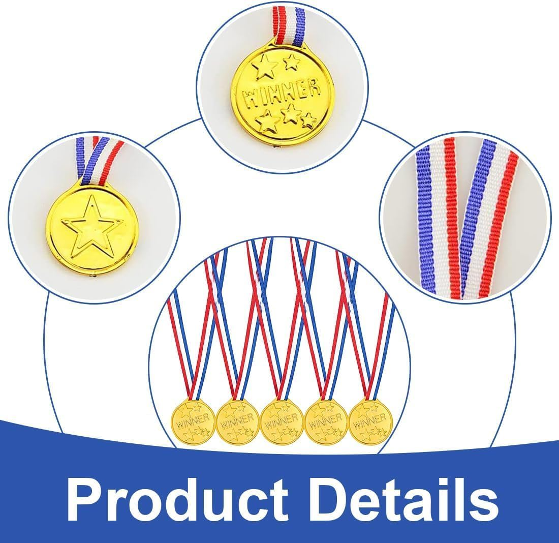 20PCS Winner Medals,Gold Medals, Medal with Neck Ribbons for Kids,Student,Adults, Medal Winner Medals for Party Decoration Gift,Competition,Soccer,Gymnastics Trophies image number 3