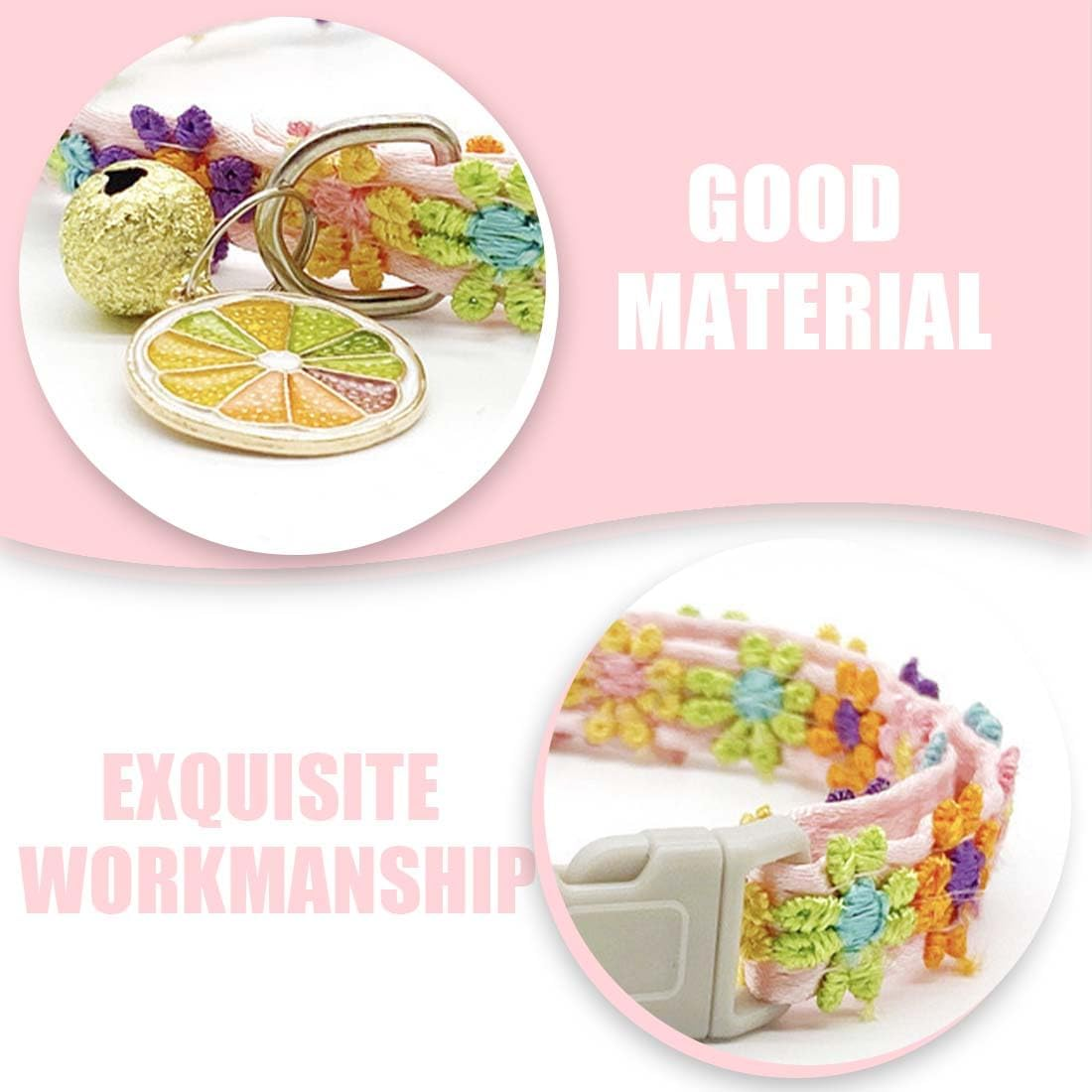 Personalised Cat Collar Soft Cotton Cat Collar with Removable, Pack of 3 Kitten Collars with Quick Release and Bell, Cat Collar with Safety Clasp and Bell