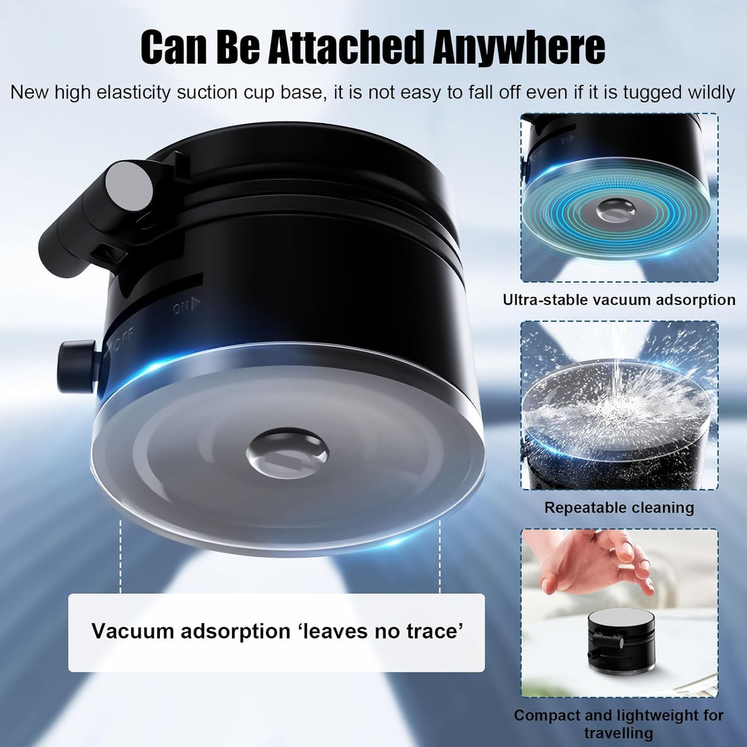 Wzenclave Magnetic Car Phone Holder, Extendable and Adjustable Foldable Car Holder with Vacuum Suction Phone Holder, Universal Shower/Car/Mirror image number 3