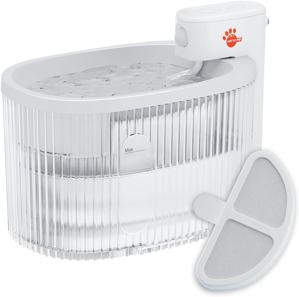 Astropet 2.5L Cat Drinking Fountain, Battery Operated Wireless Drinking Fountain with 5000Mah Lithium-Ion Batteries for Cats and Dogs, Battery Level and Filter Change Reminder image number 1