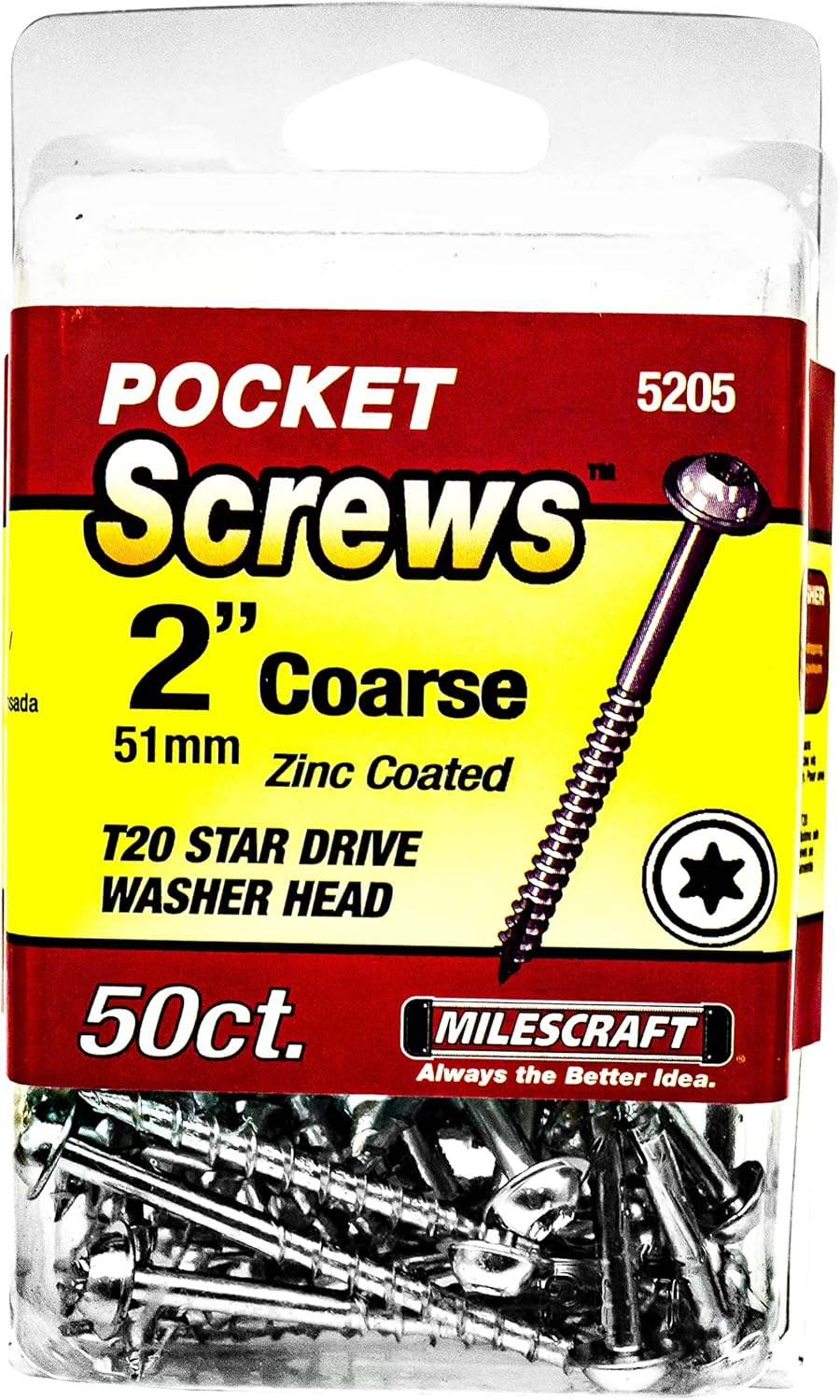 Milescraft SQD Pocket Coarse Wood Screw 50-Pieces, 8G X 50 Mm Size image number 5