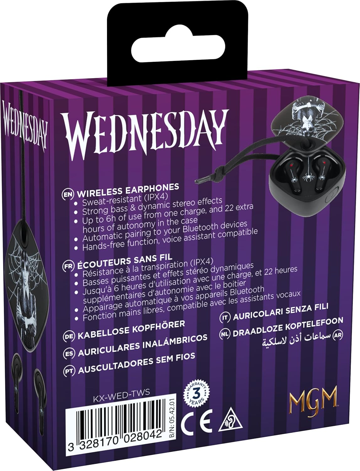 Konix Wednesday Drahtlose Kopfh&ouml;rer F&uuml;r Smartphones Und Tablets - Akkulaufzeit 6 Std. + 22 Std. Geh&auml;use - Wasserdicht IPX4 - Bluetooth - Schwarz image number 1