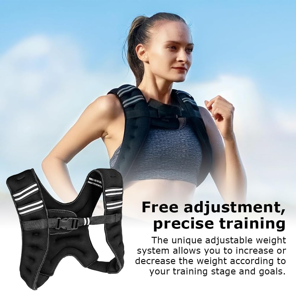 TOMVAES Adjustable Weighted Vest for Men & Women, Multi-Functional Reinforced Training Vest for Cardio and Strength Workouts, Fitness, Outdoor Training（Black） image number 4
