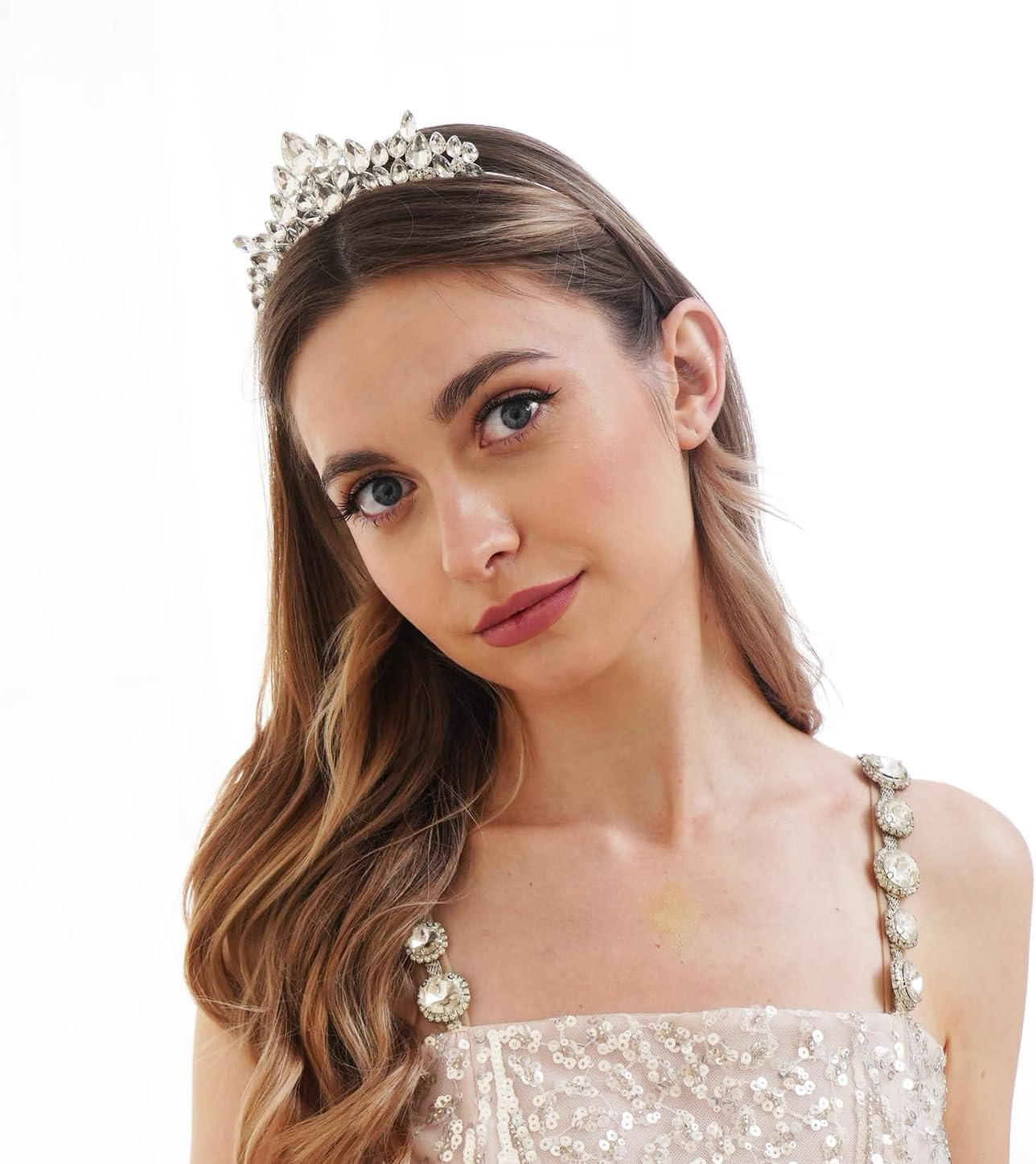 Lovelyshop Crystal Bridal Tiara Headband, Leaf Design Crown for Wedding, Prom, Special Events (15+) image number 5