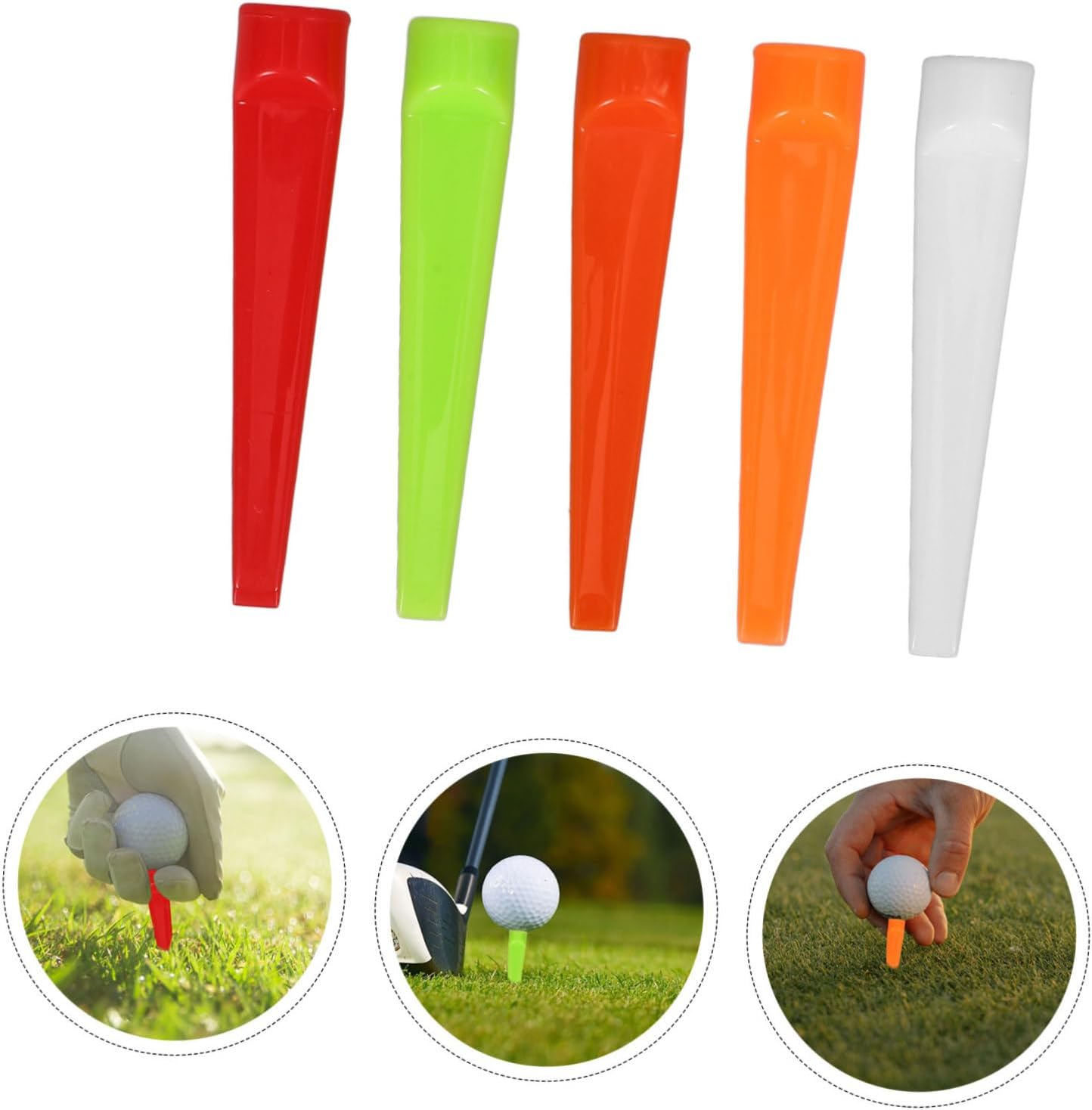 OHPHCALL 50Pcs Unbreakable Plastic Golf Tees Flat Training Equipment Accessories Colors Lightweight for Training image number 6