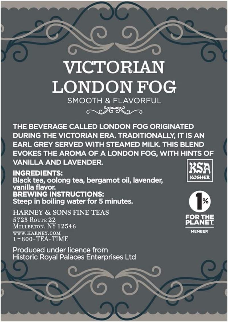 Harney & Sons Victorian London Fog Herbal Tea Historic Royal Palaces Tin of 30 Sachets image number 3