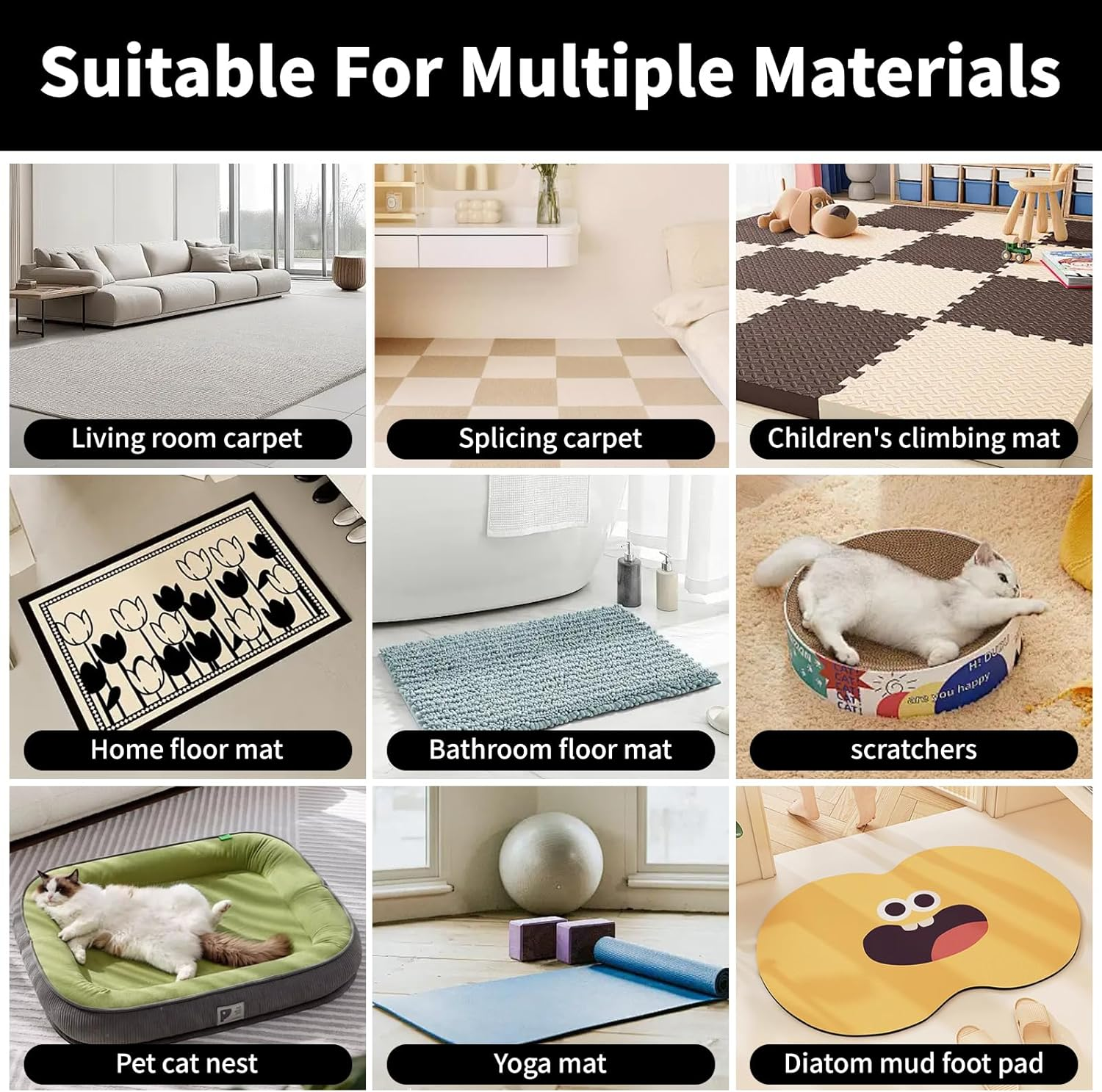 16Pcs Rug Carpet Non Slip Grippers, Reusable Rug Gripper for Hardwood Floors, Rug anti Slip Grips, Keep Corners Flat, Removable(Black) image number 3