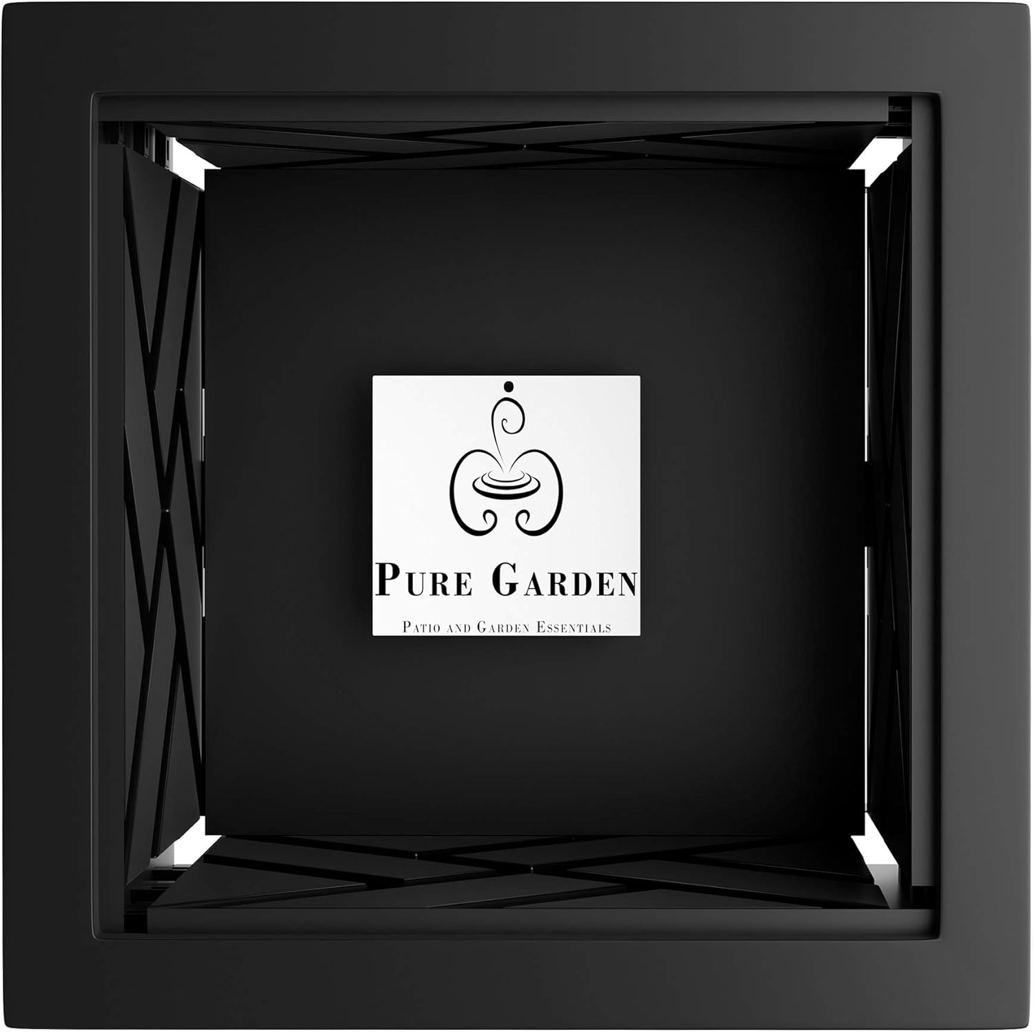 Pure Garden Lattice Design Planter Box &ndash; 14.75-Inch-Square Decorative Outdoor Flower or Plant Pot &ndash; Front Porch, Patio, and Garden Decor (Black) image number 6