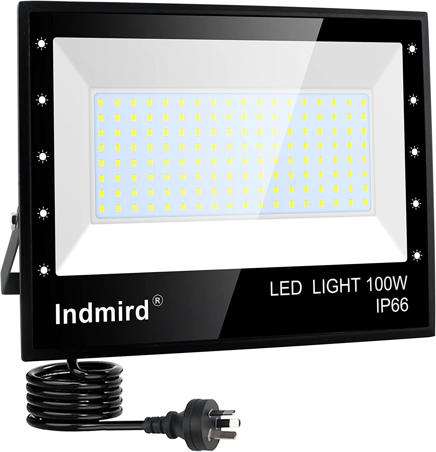 100W LED Flood Light Outdoor, Indmird 10000LM LED Floodlights 6500K Daylight White Security Lights IP66 Waterproof Led Spot Light Led Work Light for Yard,Garage,Garden,Parking Lot, Park,Playground image number 6