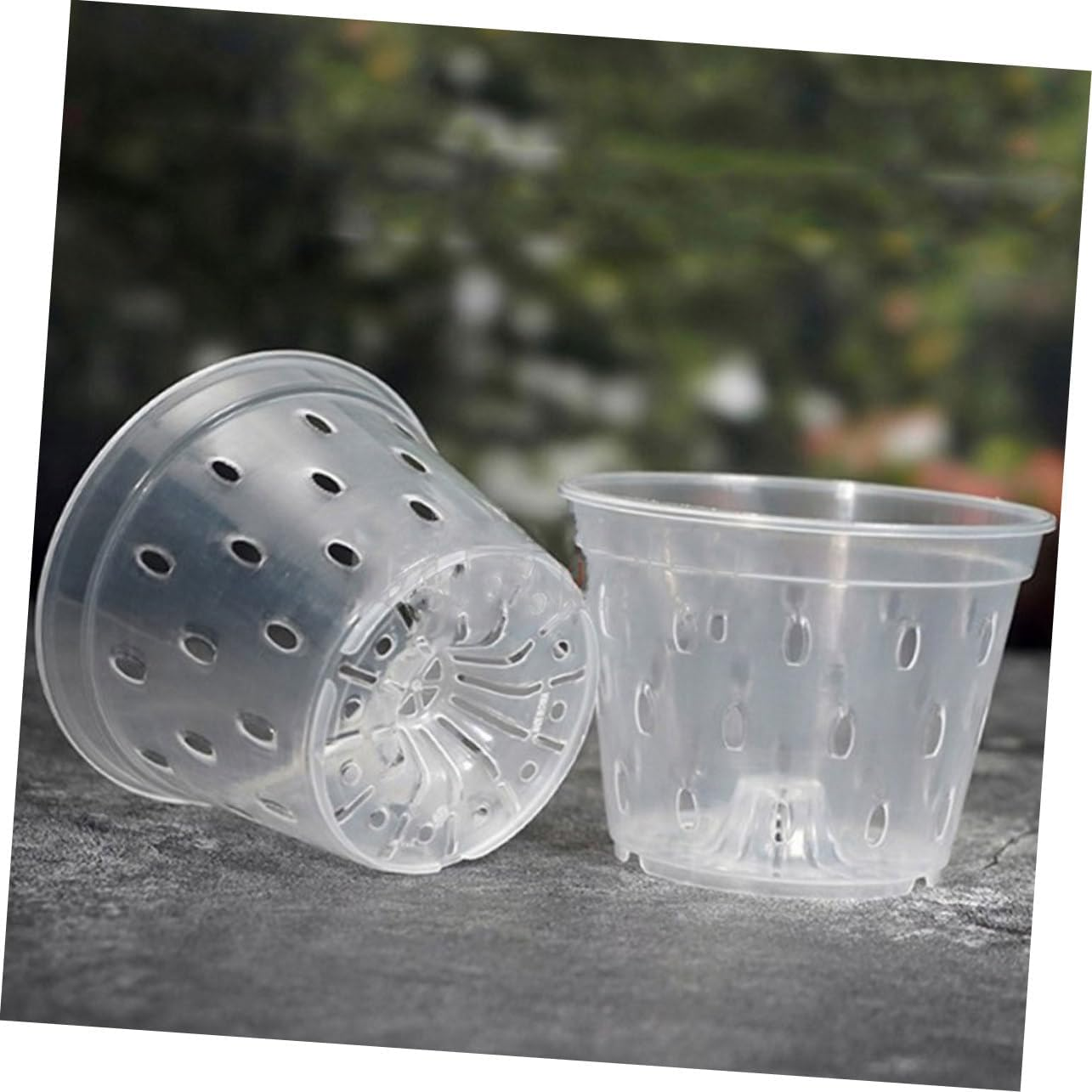 5Sets Clear Orchid Pots with Drainage and Saucers Breathable Slotted for Healthy Root Growth Transparent Flower Containers for Orchids and Outdoor Plants image number 6