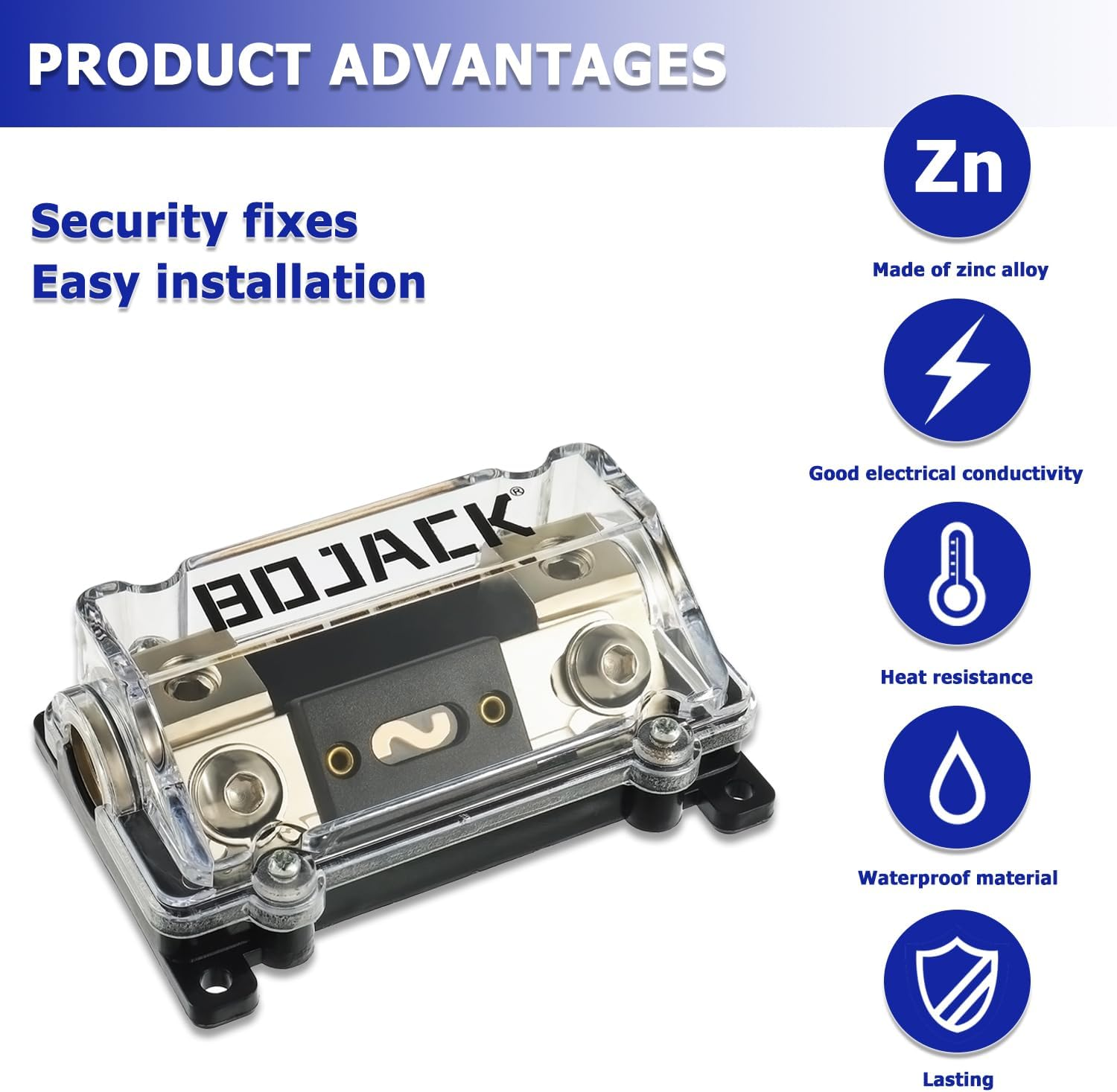 BOJACK 0/2/4 Gauge AWG In-Line ANL Fuse Holder with 300 Amp Fuse No Wire Terminals Needed Inline Fuse Holder with Insulating Cover, Automotive 4, 2, 0 Gauge Fuse Block, BJ- XFH-300A