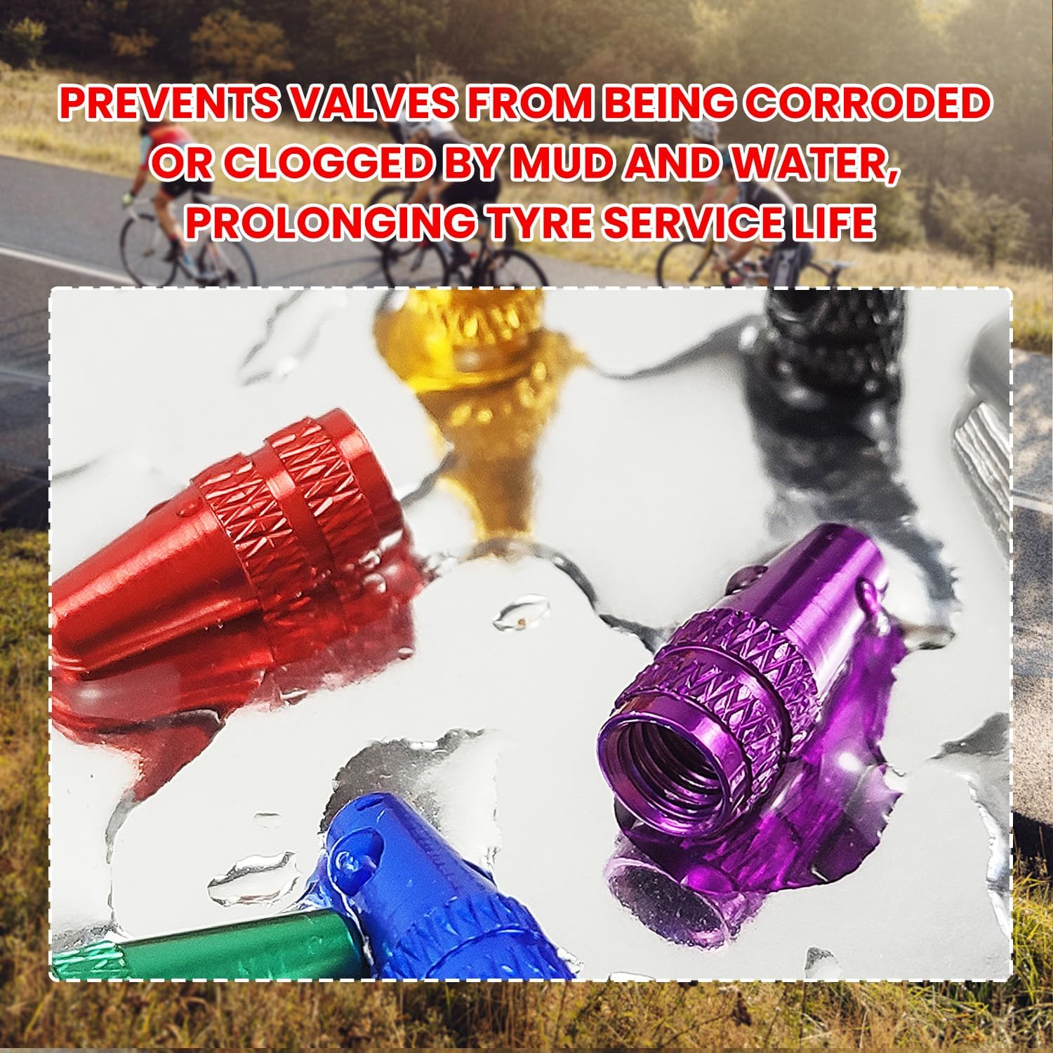 WALWAL Presta French Valve Caps, Anodized Aluminum - Compatible for Mountain Bike, Road Bike, Bicycle(Blue,4Pcs) image number 5