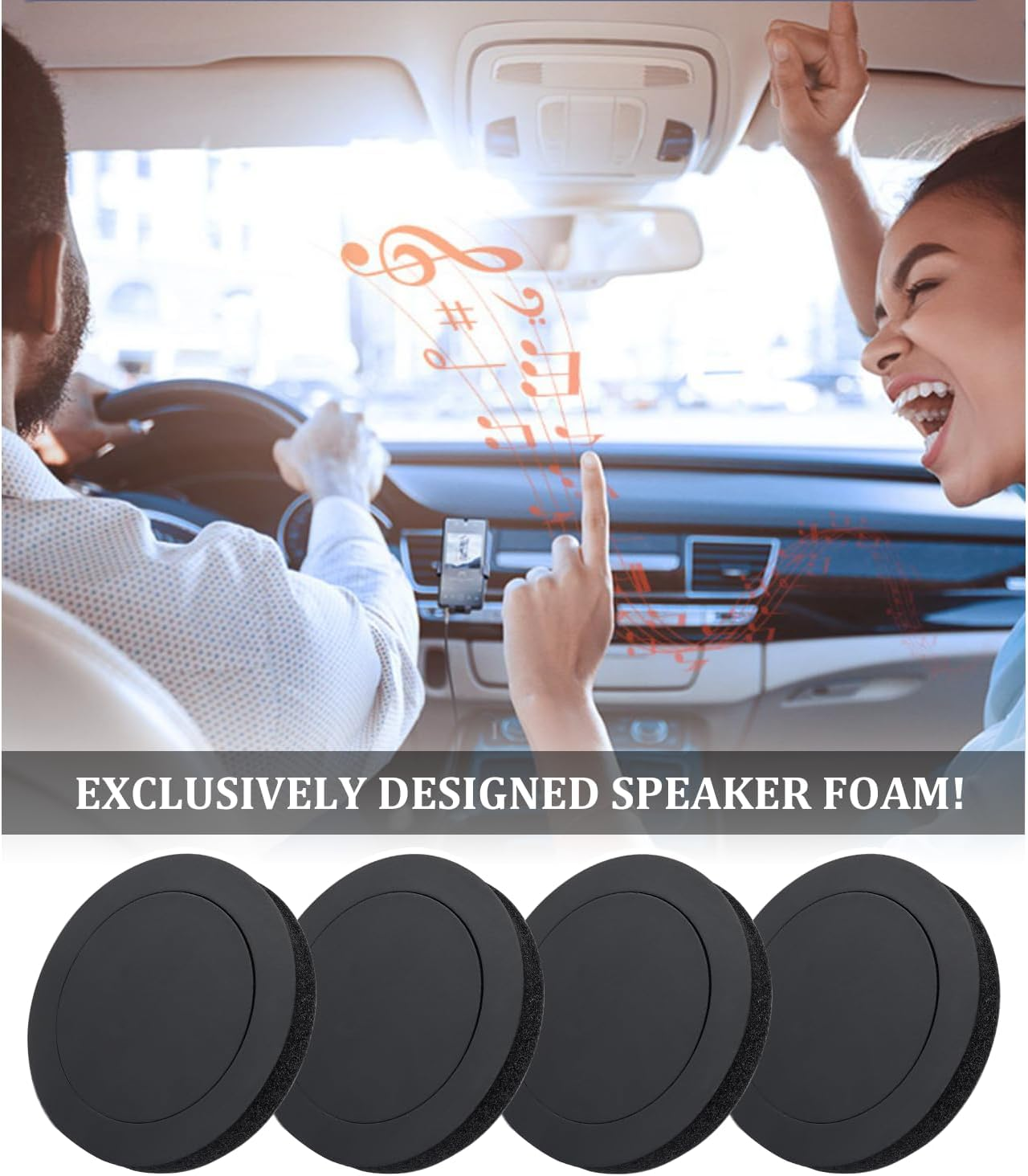 4PCS Speaker Foam Enhancer,6.5" Speaker Foam Rings for Enhancing Stereo Sound in Car Speakers,Universal Self-Adhesive Speaker Gasket Car Accessories for Car,Truck,Suv image number 1