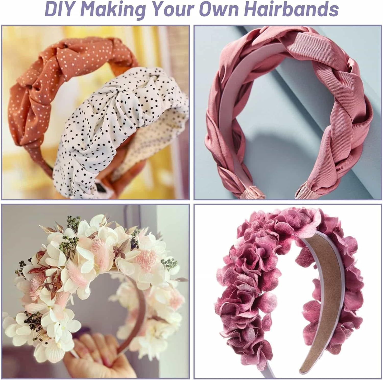 16 Pcs Satin Headbands Bulk 1 Inch Anti-Slip Ribbon Hair Bands Plain Hard Headbands for Women DIY Craft Hair Accessories (Multicolor) image number 1