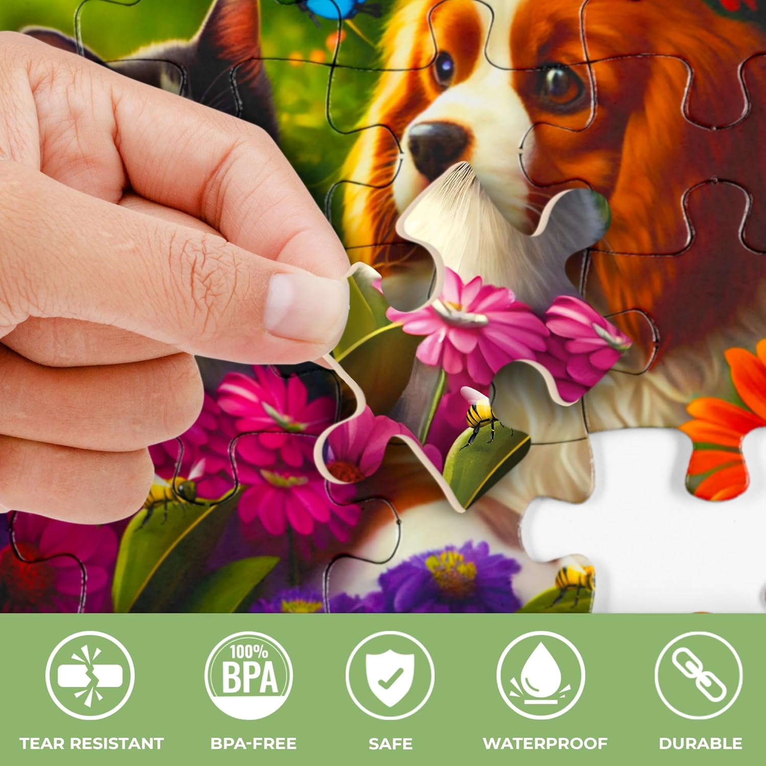 QUOKKA 13 Piece Dementia Activities for Adults - 3 Set Dementia Puzzles for Elderly - Large Piece Gifts Products for Seniors - Alzheimers Jigsaw Puzzle Games for Adults with Cat, Dog, and Birds image number 3