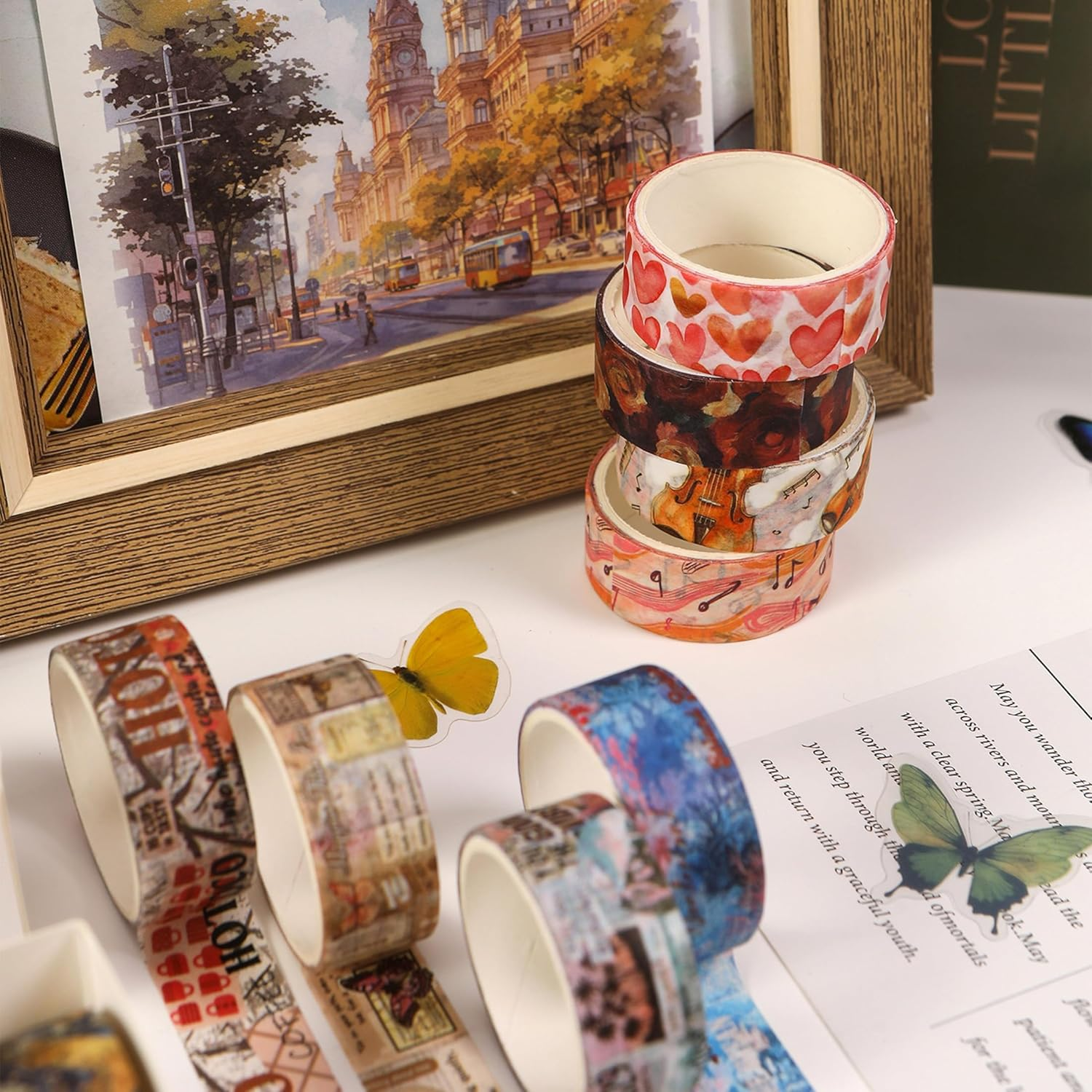 YUBBAEX 12 Rolls Artistic Expression Washi Tape Set Fine Arts Masking Tape Retro Plants Decorative for DIY Crafts, Bullet Journal Supplies, Planners, Scrapbook, Card/Gift Wrapping (2-Ethereal)