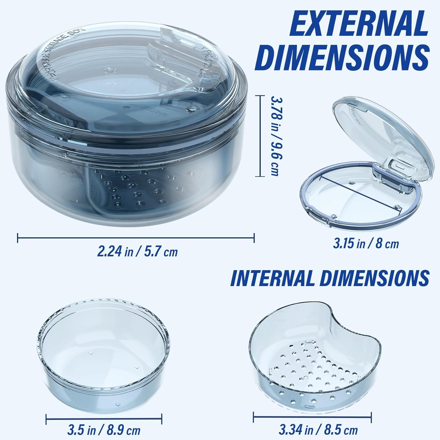 Denture Case Retainer Cleaning Case: 2 in 1 Retainer Case, No-Leak Denture Bath Box Cup, Complete Clean Care for Dentures, Clear Braces, Mouth Guard, Night Guard & Retainers image number 4