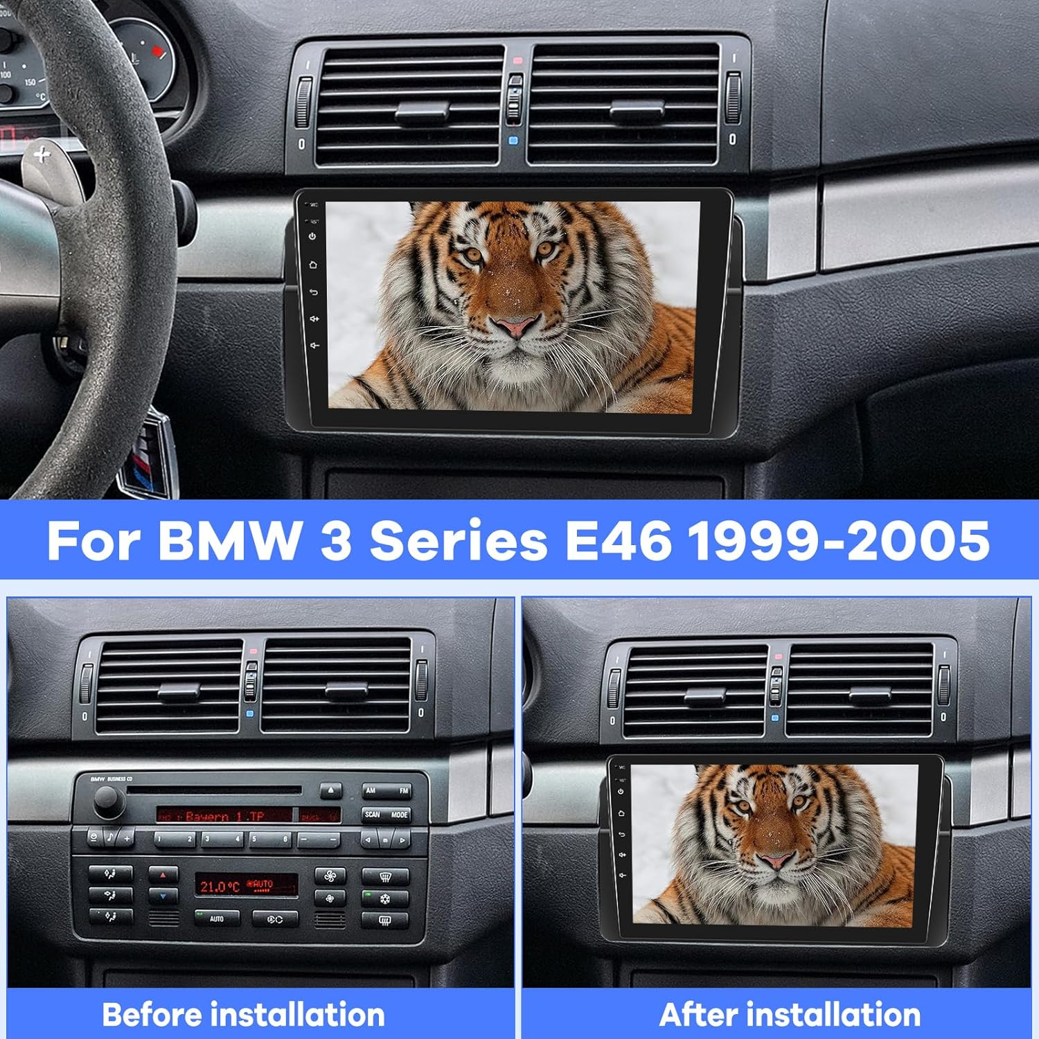 [2G+64G] Car Radio for BMW 3 Series E46 1999-2005, Android 13 Touch Screen Car Play Stereo, Carplay/Android Auto/Eq Audio/Swc/Bluetooth image number 6