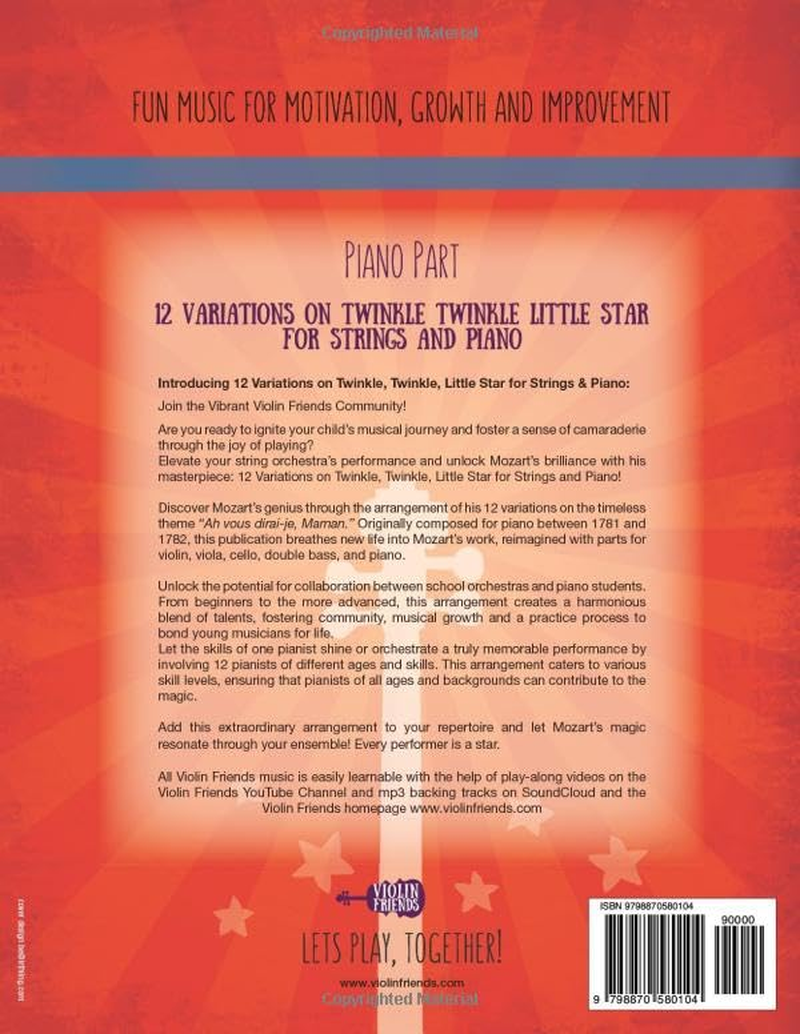 12 VARIATIONS on TWINKLE, TWINKLE, LITTLE STAR for STRINGS and PIANO: PART for the PIANO image number 1