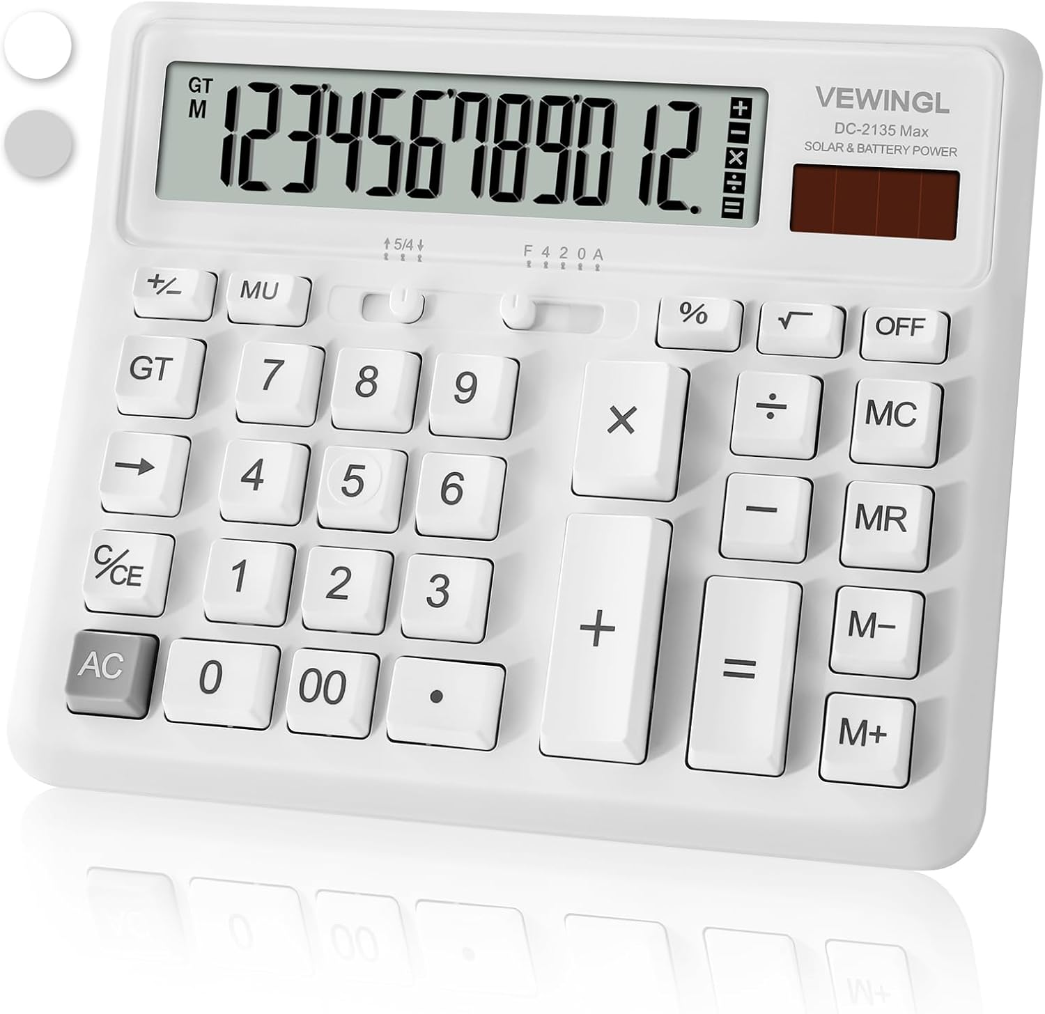 VEWINGL Desk Calculator 12 Digit, Large Computer Keys,Desktop Dual Power Battery and Solar, Calculator with Large LCD Display for Office,School, Home & Business Use,Automatic Sleep.7.6 * 6.4In