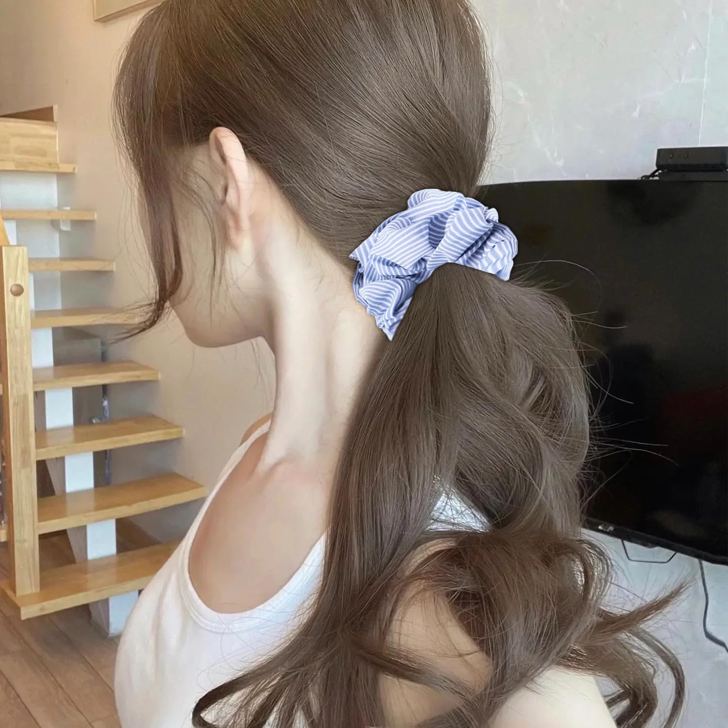 Pack of 5 Striped Hair Rings, Elastic Hair Rings, Women'S Hair Accessories, Hairstyle Tools, Simple and Versatile Hair Accessories.