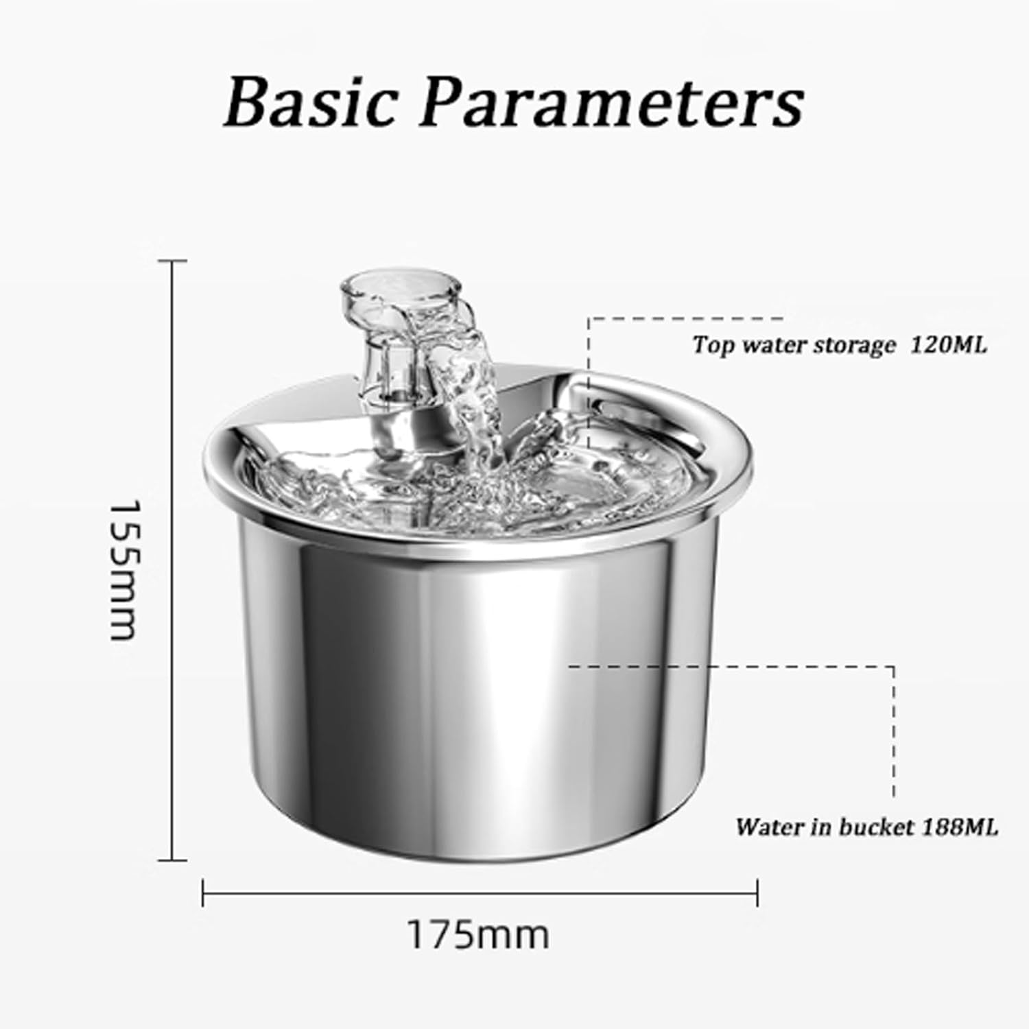 Dog Water Bowl Stainless Steel Smart Pet Water Dispenser Circulation Filtration Automatic Cat Water Fountain Large Capacity Ultra-Quiet Cat Fountains Pet Bowl image number 4