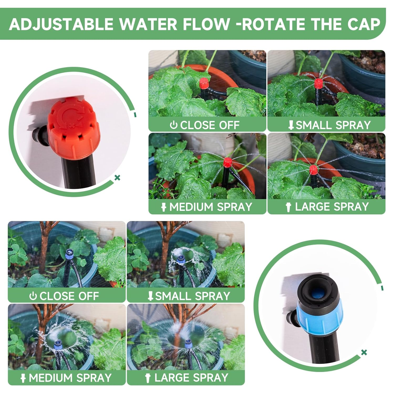 Riboud 240FT Drip Irrigation System Kit, Automatic Garden Watering System for Plant, Greenhouse, Yard, Lawn, with 1/2 Inch 1/4 Inch Irrigation Tubing Hose and Accessories image number 3