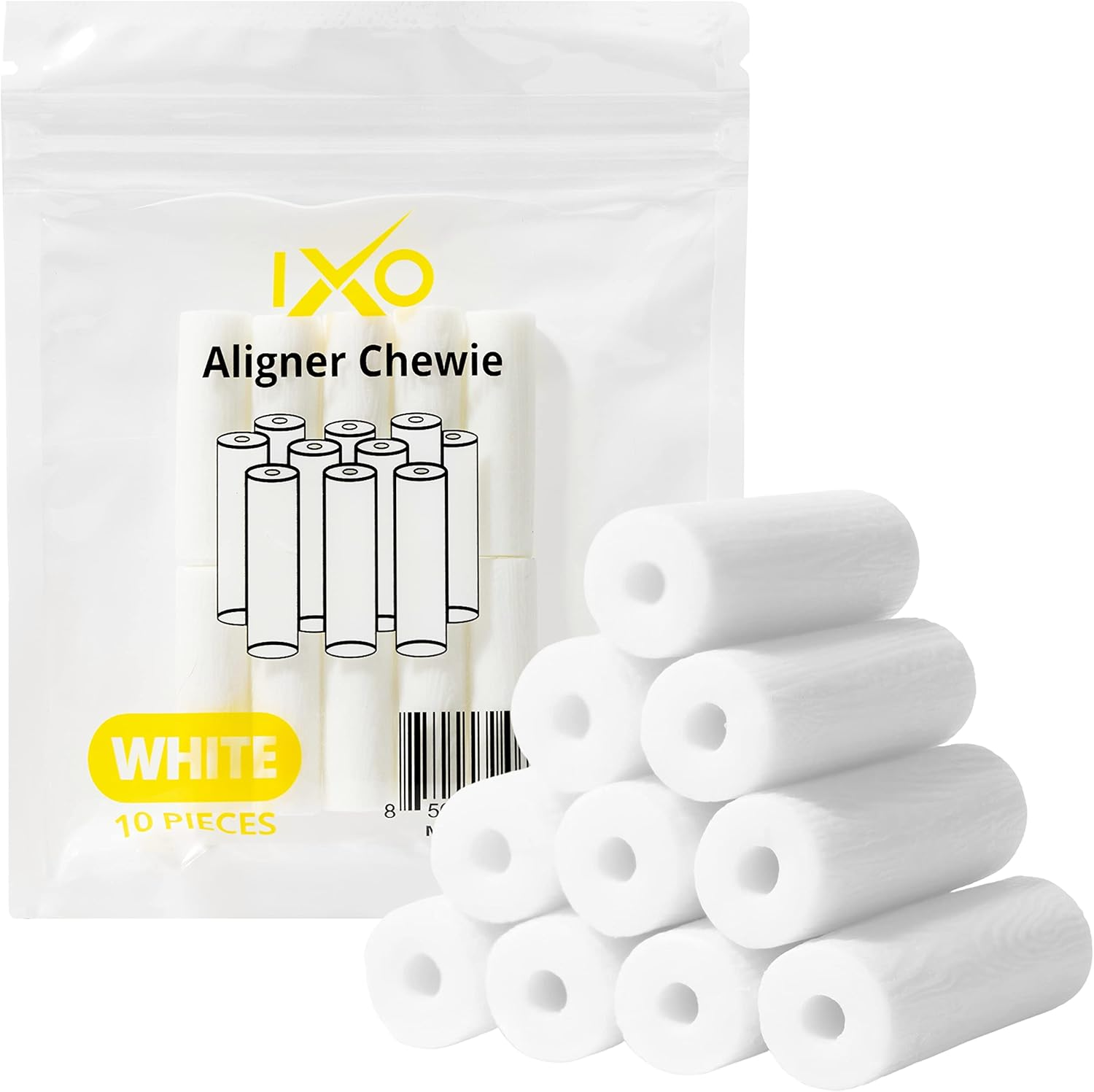 IXO Aligner Seater Chewies for Invisalign Aligners, Unscented, Bulk Pack in Resealable Bag (10 Pcs) (White) image number 3