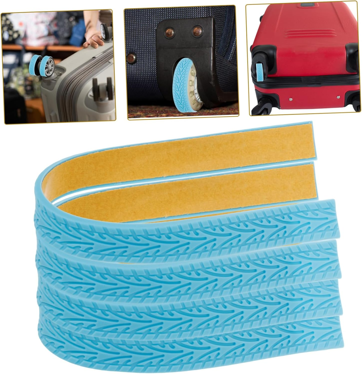 WATIIFUFU Silicone Suitcase Wheel Covers 4Pcs Sky Blue Luggage Feet Protector Shock Absorbing Noise Reduction Travel Accessories for Suitcases image number 1