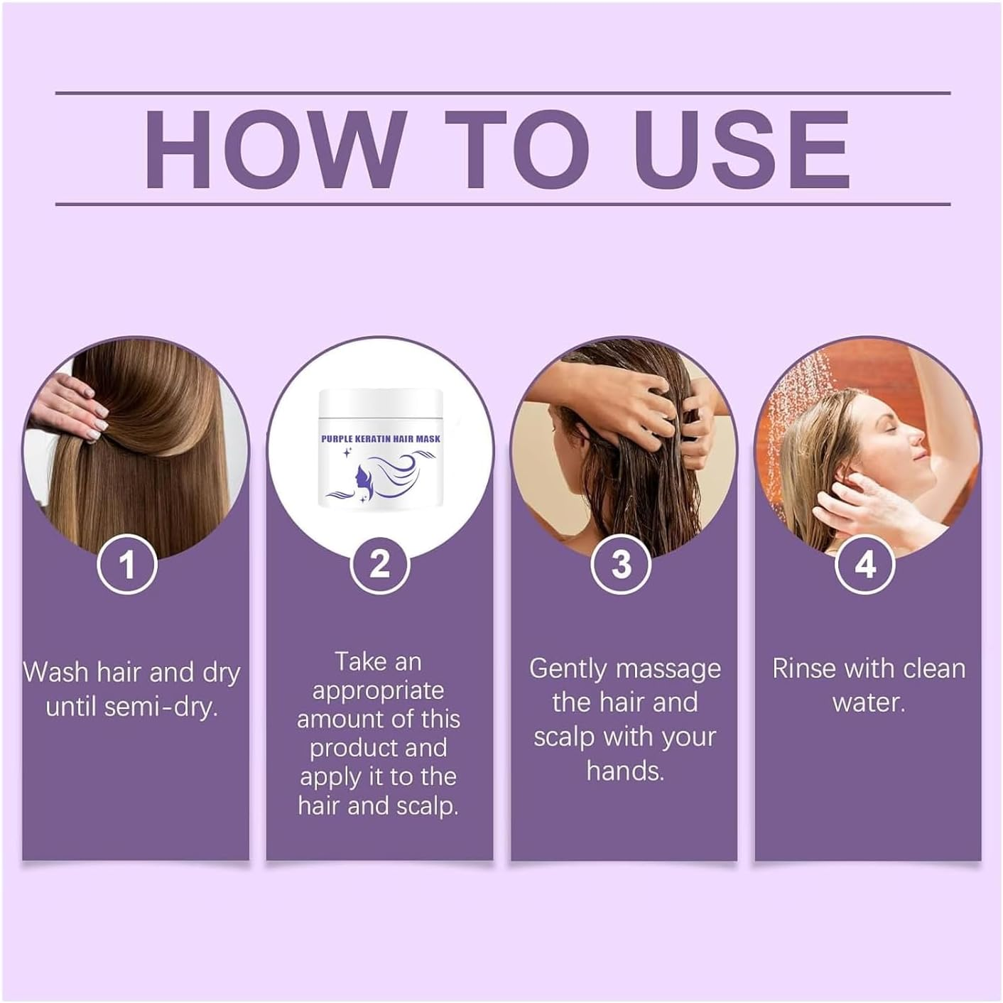 Purple Keratin Hair Mask &ndash; Power Purple Hair Mask, Deep Conditioning for Hair, Hydrates & Restores Softness,1Pcs image number 2