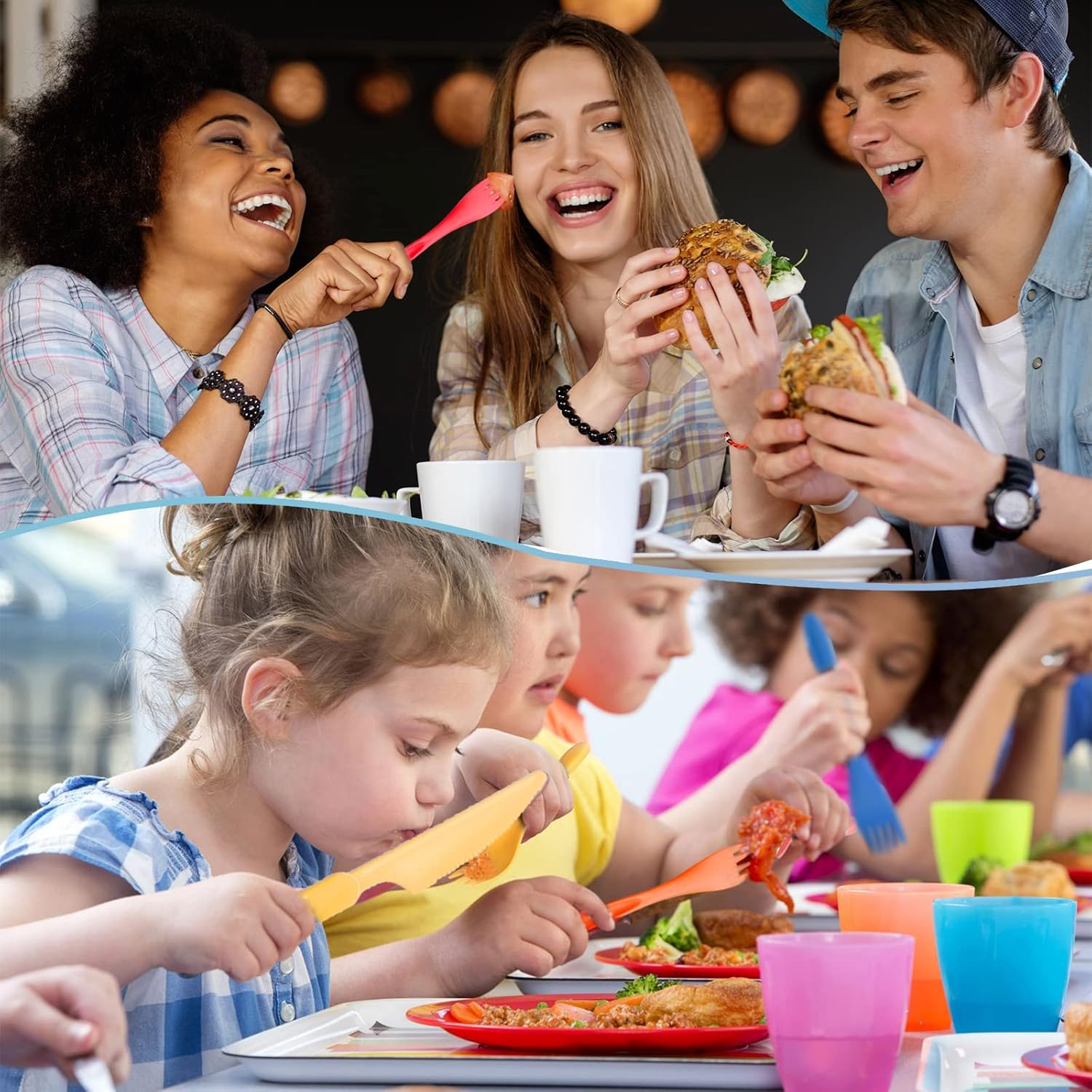 Reusable Travel Utensils Set with Case, 4 Sets Wheat Straw Portable Plastic Fork Spoons Knife Camping Cutlery, Eco-Friendly BPA Free Lunch Tableware Travel Picnic Silverware for Kids Adults Daily Use image number 5