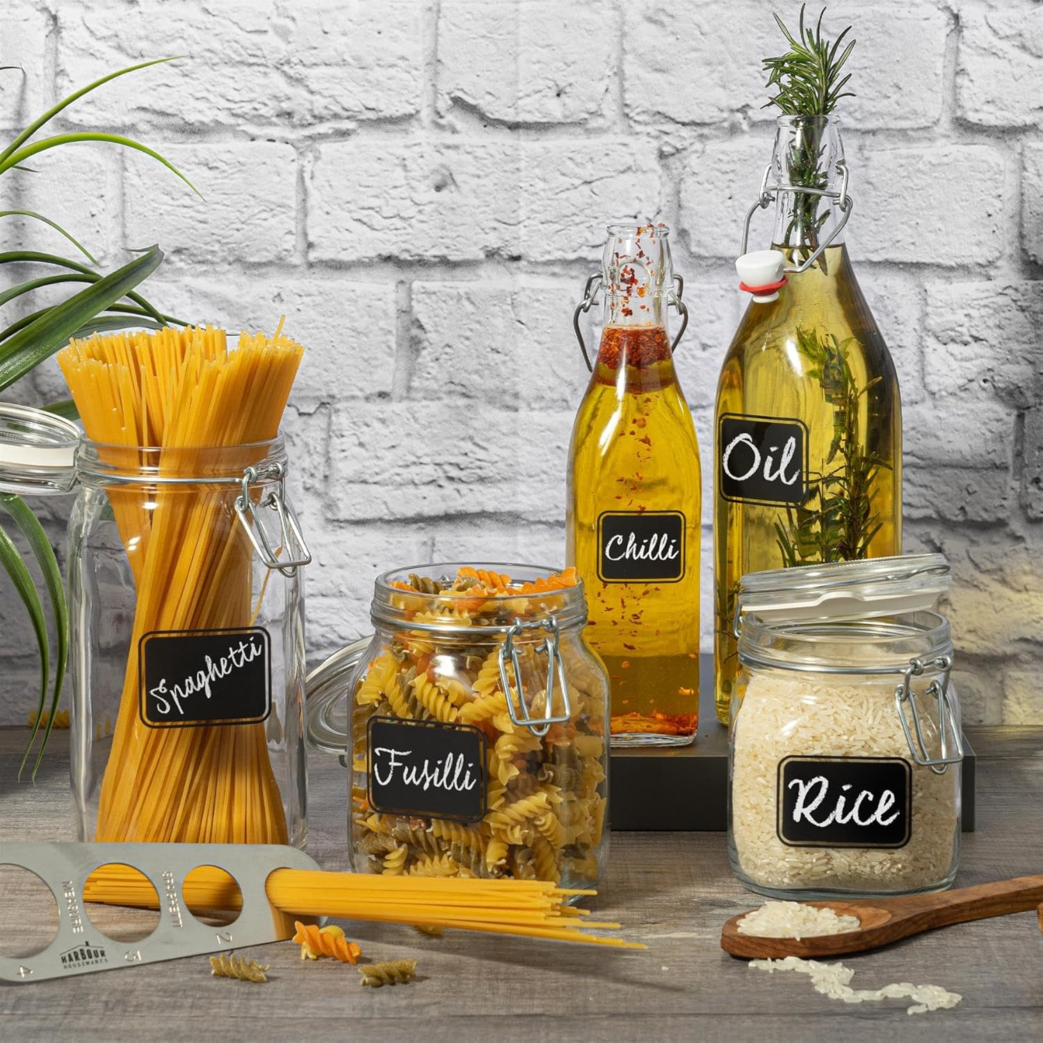 Bormioli Rocco 6Pc Lavagna Glass Storage Jar Set with Chalkboard Labels - Food Pasta Jam Preserving Jars - 750Ml image number 4