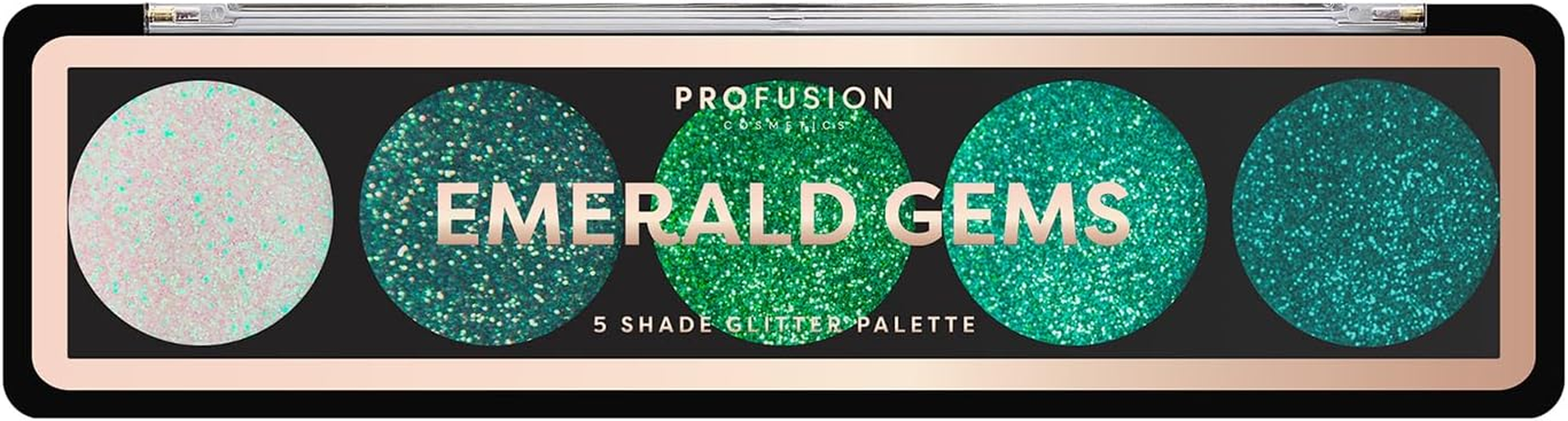 Profusion Cosmetics Emerald Gems 5 Tone Eyeshadow Palette, Multi-Colour image number 2