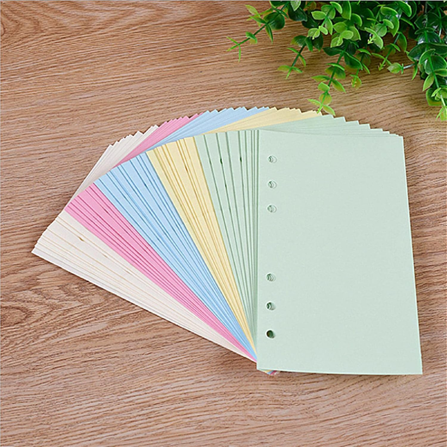 A5 Colorful 6-Hole Punched Ruled Refills Inserts Paper, 5-Color Loose Leaf Planner Filler Paper, 50 Sheets/100 Pages image number 6