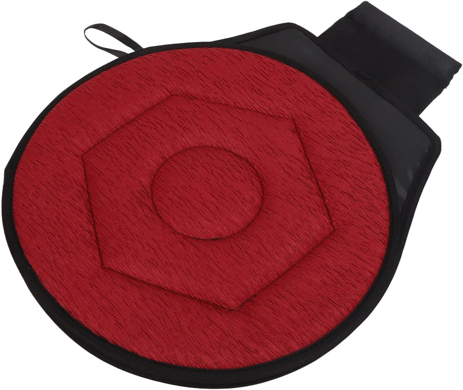 Swivel Car Seat Cushion, 360 Degree Rotating Car Seat Spinner Geometric Rhombic Shape 14.96 Inch Portable Foam Auto Seat Cushion Pad for Pregnant Women Elderly Use (Wine Red)