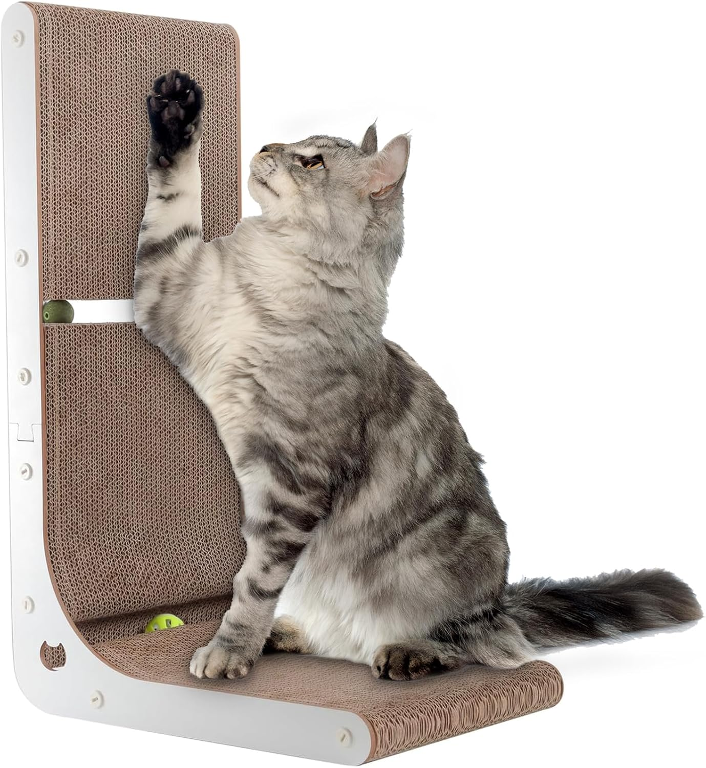 Cat Scratcher, Vertical Cat Scratching Board, 23.6 Inch/60 Cm L-Shape Cat Scratch Pads, Wall-Mount Cat Scratchers for Indoor Cats, with Built-In Catnip Toy Balls, Suitable for Large and Small Cats image number 4