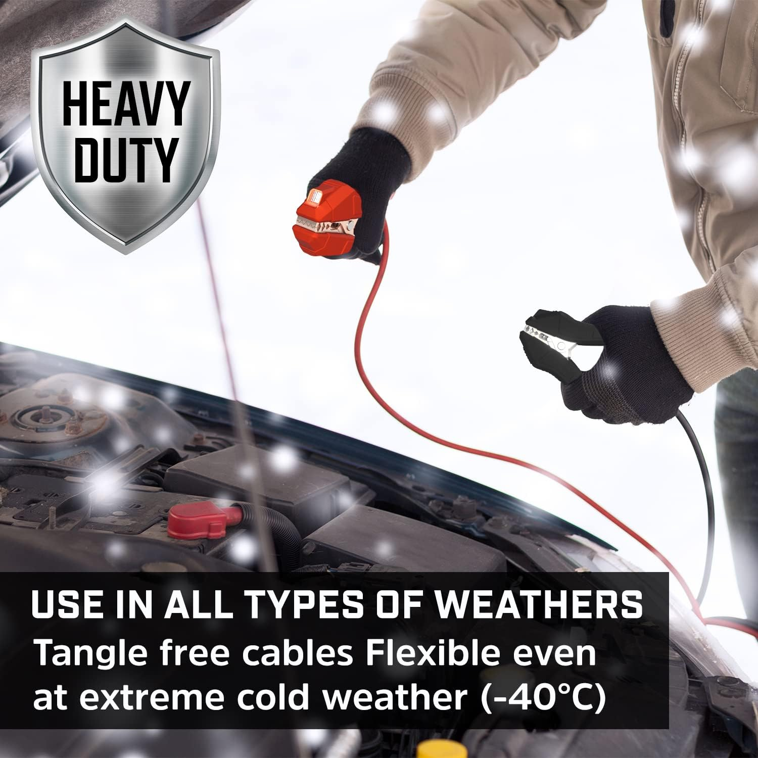 Energizer Jumper Cables for Car Battery with Built-In LED Lights, Heavy Duty Automotive Booster Cables for Jump Starting Dead or Weak Batteries - Carrying Bag Included (25-Feet (1-Gauge)