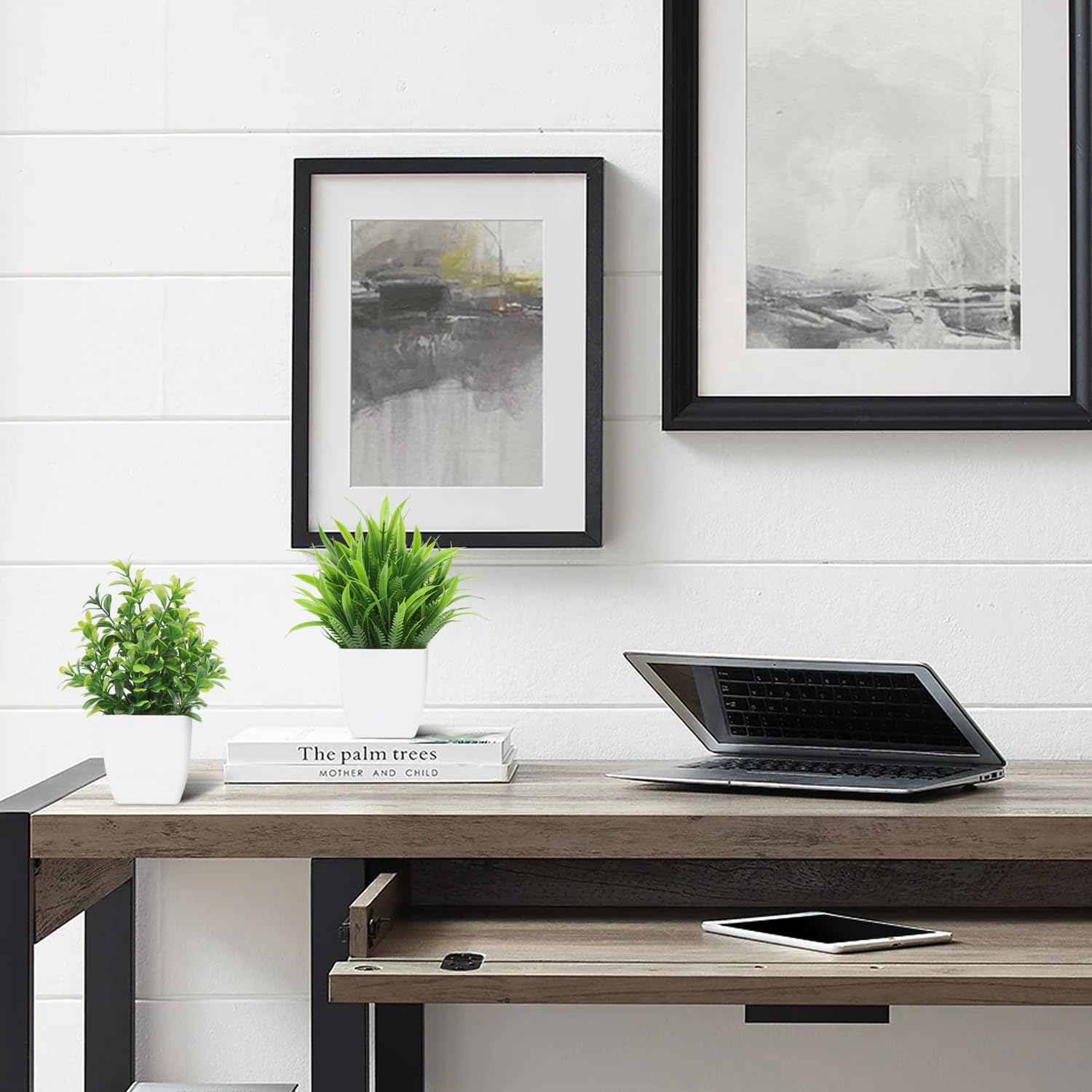 Artigreen 5 Artificial Plants Mini Pots, Fake Green Potted Artificial Fake Flower Simulation, Small Plants for Home, Office, Desk, Bathroom, Computer Desk image number 3